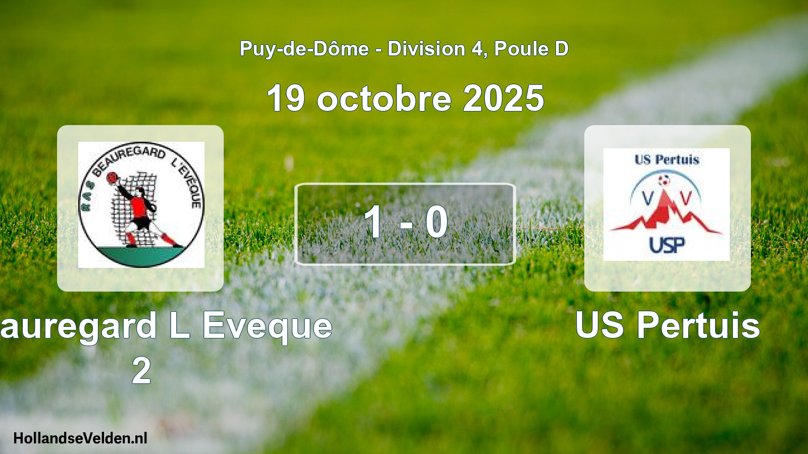 Match joué: Beauregard L Eveque 2 - US Pertuis 1 - 0 (19 octobre 2025)