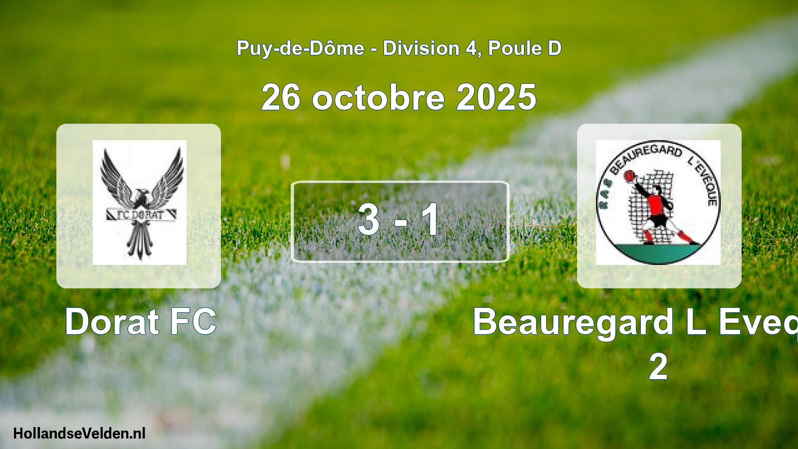 Gespeelde wedstrijd: Dorat FC - Beauregard L Eveque 2 3 - 1 (26 oktober 2025)