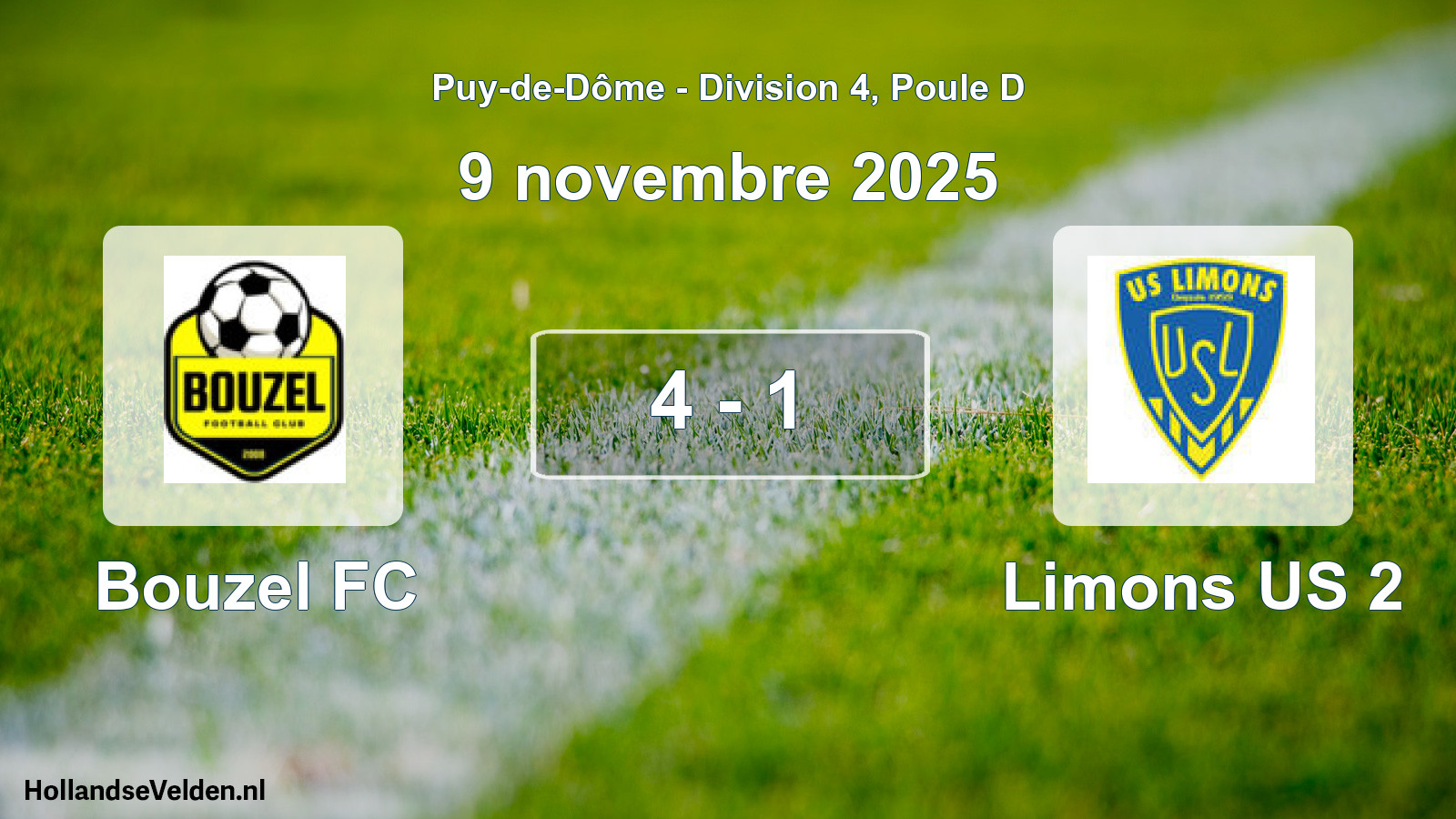 Match joué: Bouzel FC - Limons US 2 4 - 1 (9 novembre 2025)