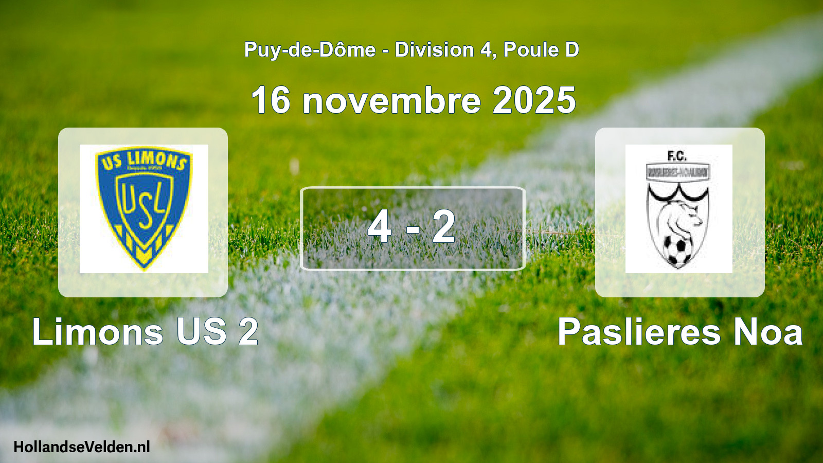 Match joué: Limons US 2 - Paslieres Noa 4 - 2 (16 novembre 2025)