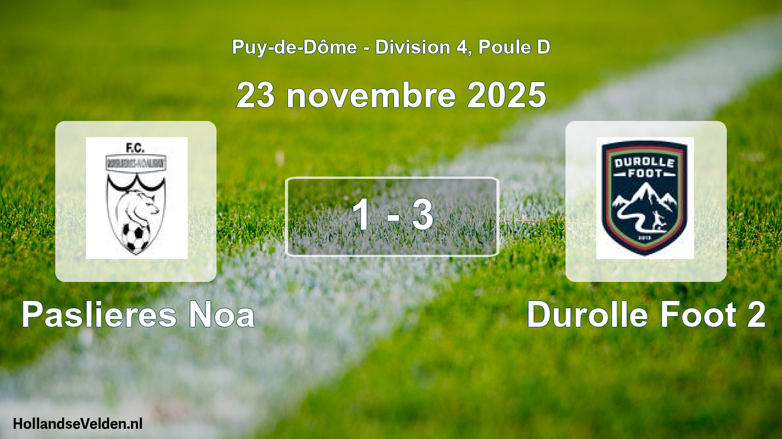 Gespeelde wedstrijd: Paslieres Noa - Durolle Foot 2 1 - 3 (23 november 2025)