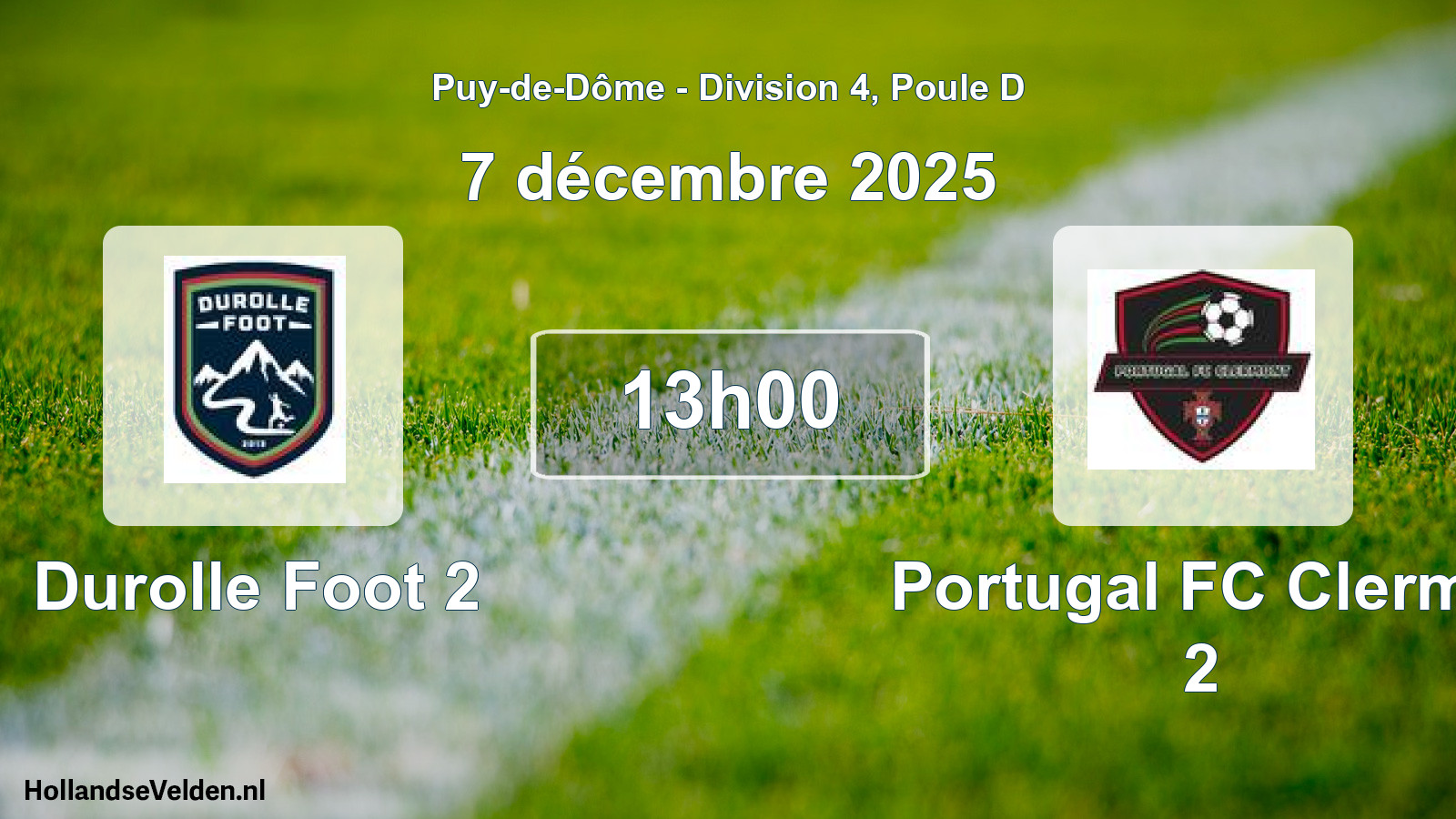 Match programmé: Durolle Foot 2 - Portugal FC Clermo 2 (7 décembre 2025)