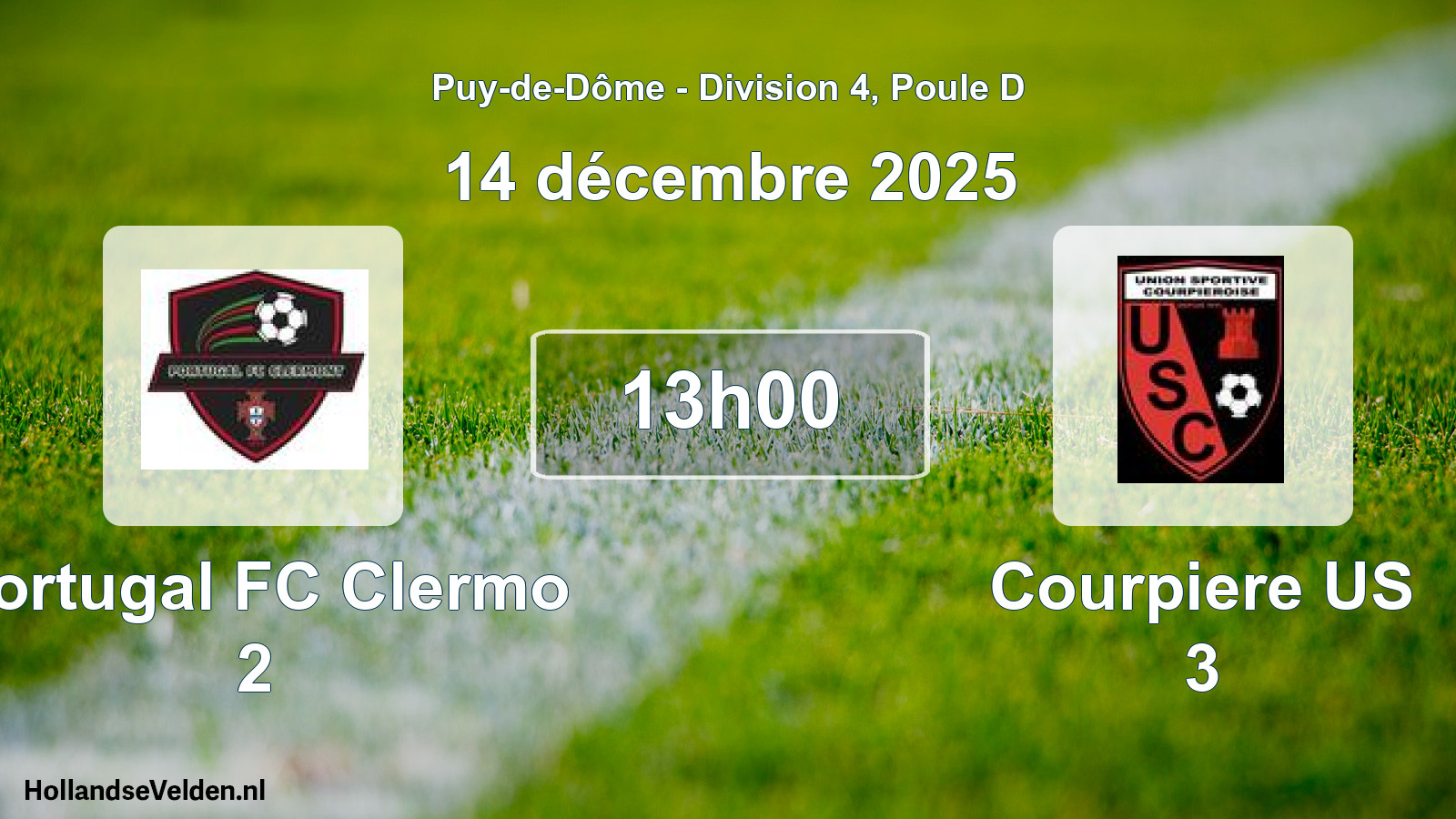 Geplande wedstrijd: Portugal FC Clermo 2 - Courpiere US 3 (14 december 2025)