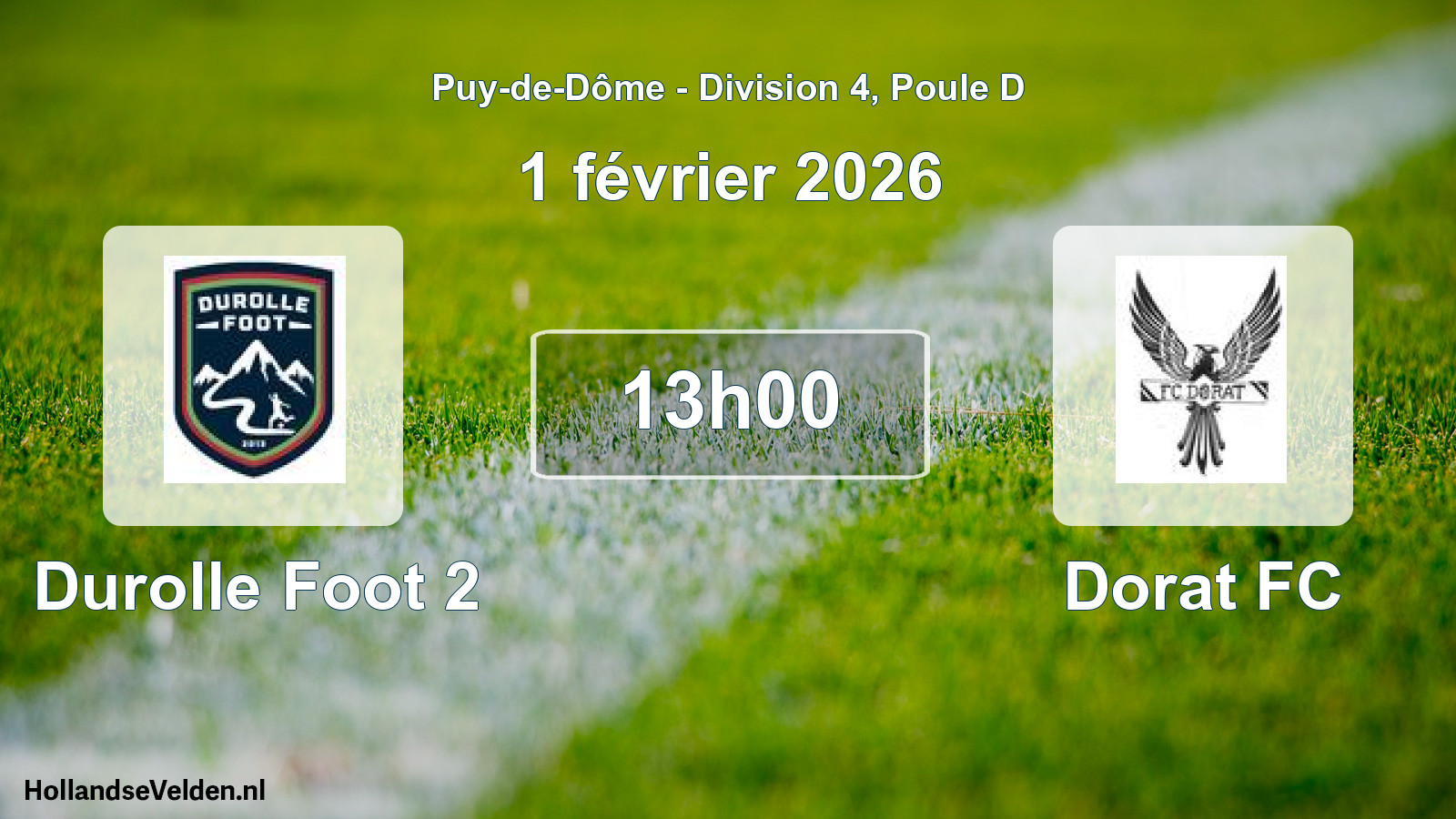 Match programmé: Durolle Foot 2 - Dorat FC (1 février 2026)