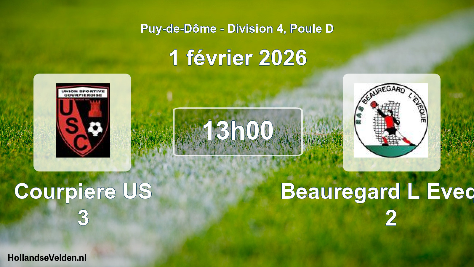 Geplande wedstrijd: Courpiere US 3 - Beauregard L Eveque 2 (1 februari 2026)