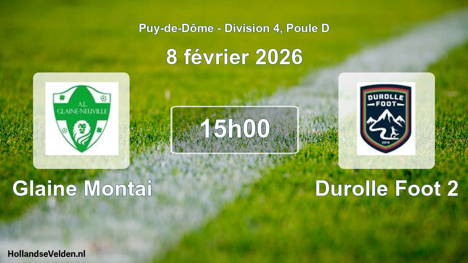 Match programmé: Glaine Montai - Durolle Foot 2 (8 février 2026)