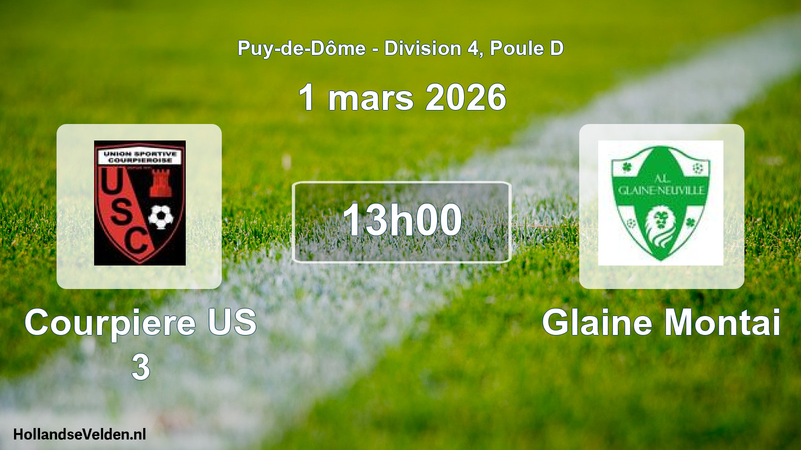 Match programmé: Courpiere US 3 - Glaine Montai (1 mars 2026)