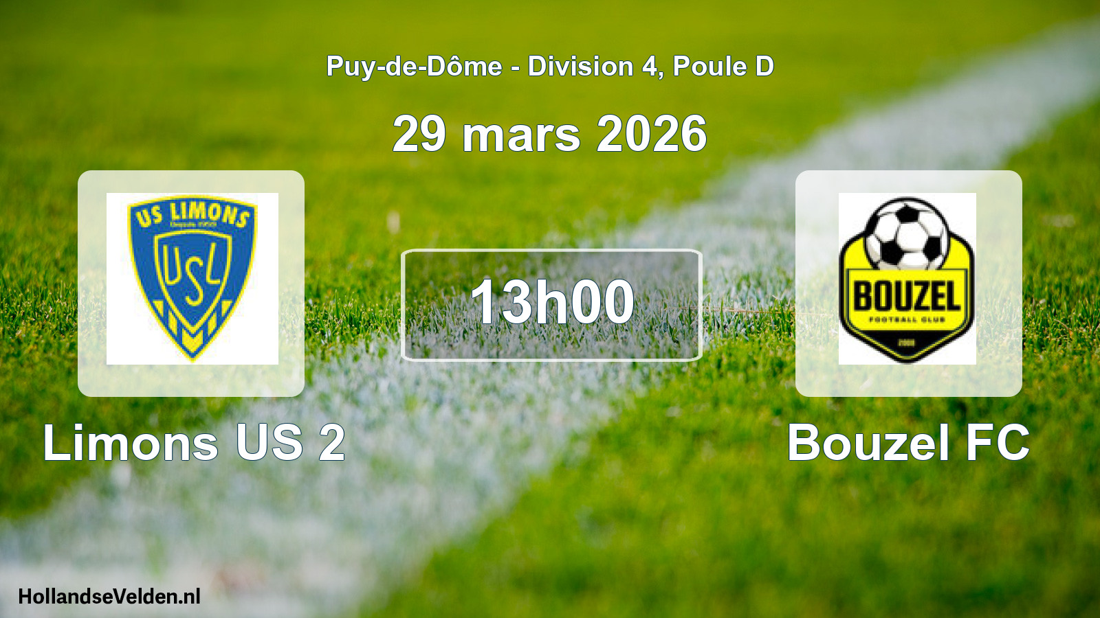 Geplande wedstrijd: Limons US 2 - Bouzel FC (29 maart 2026)