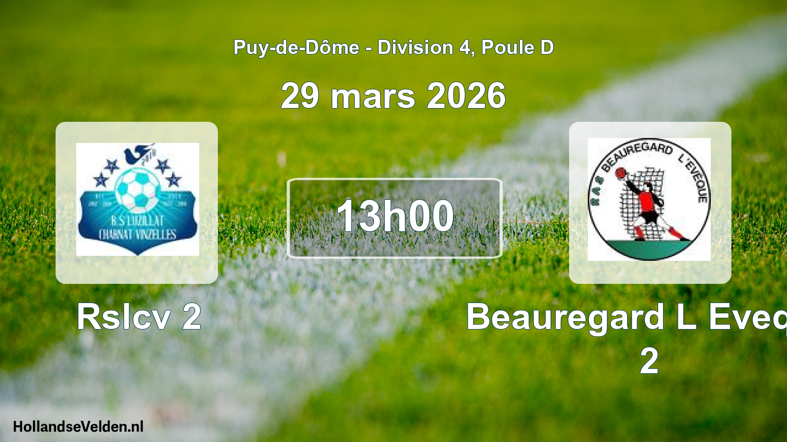 Geplande wedstrijd: Rslcv 2 - Beauregard L Eveque 2 (29 maart 2026)