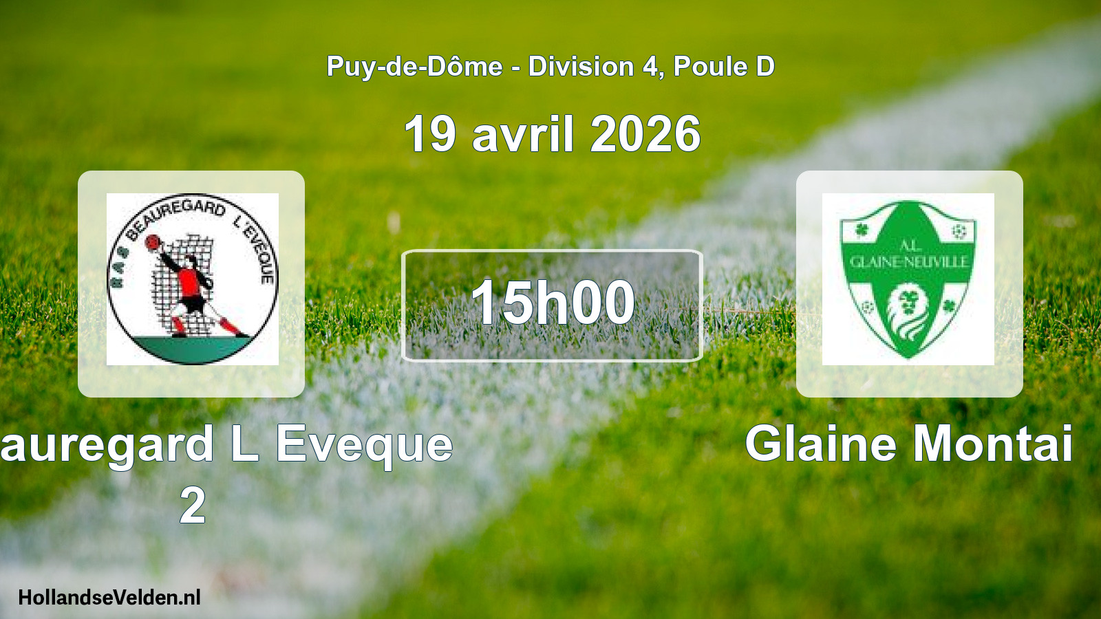 Match programmé: Beauregard L Eveque 2 - Glaine Montai (19 avril 2026)