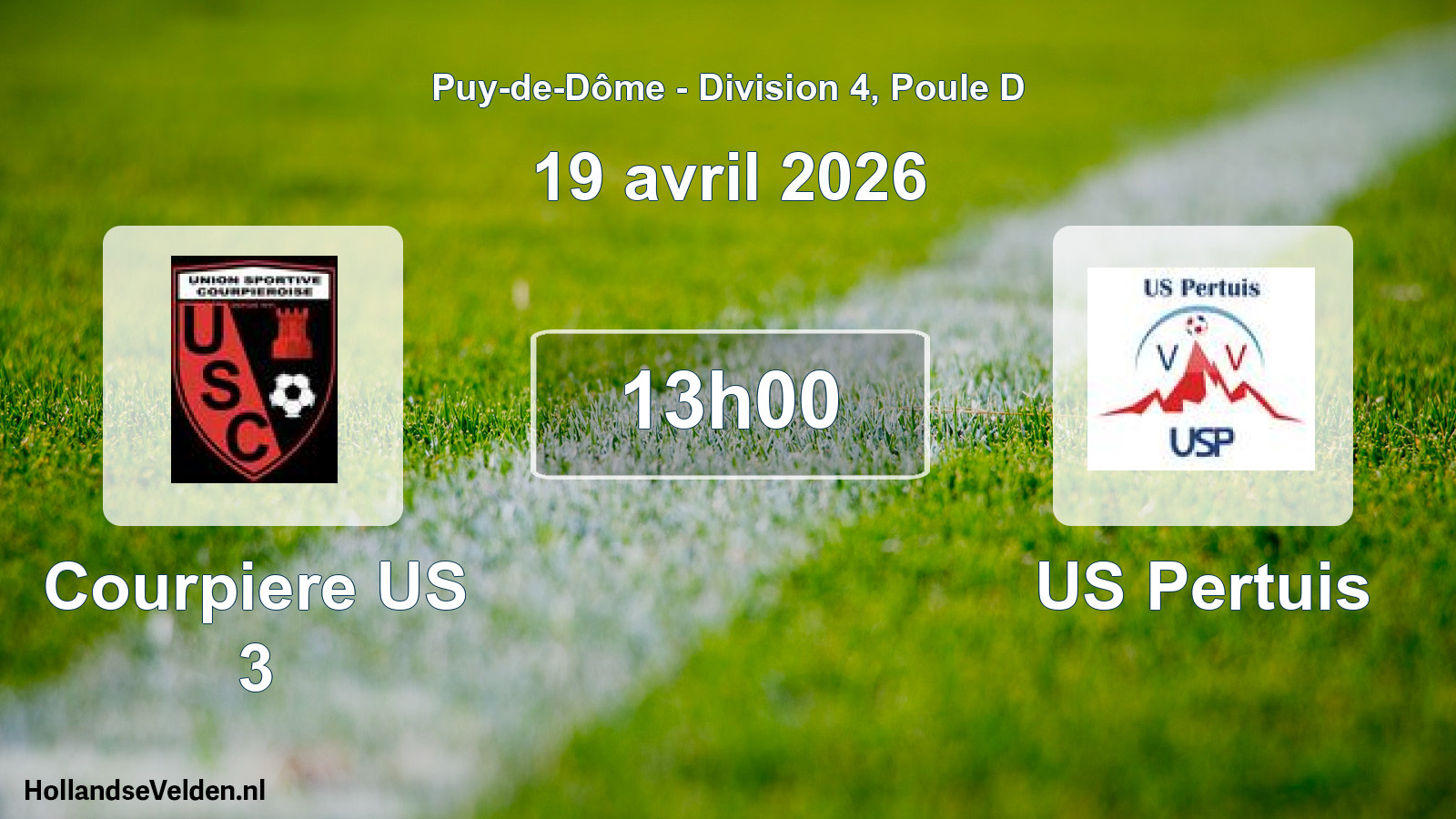 Match programmé: Courpiere US 3 - US Pertuis (19 avril 2026)