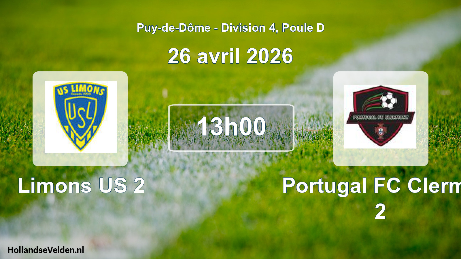 Match programmé: Limons US 2 - Portugal FC Clermo 2 (26 avril 2026)