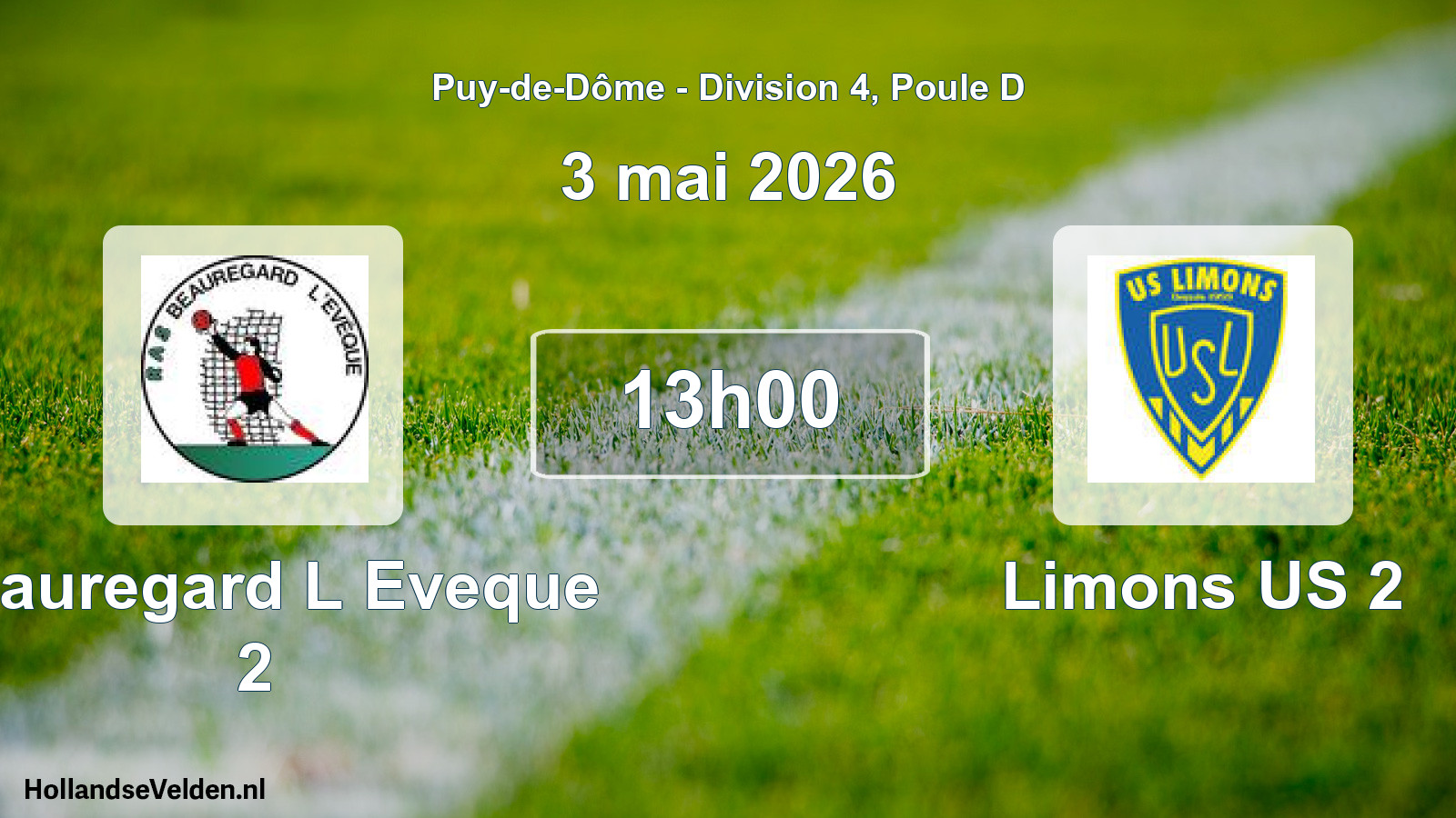 Geplande wedstrijd: Beauregard L Eveque 2 - Limons US 2 (3 mei 2026)