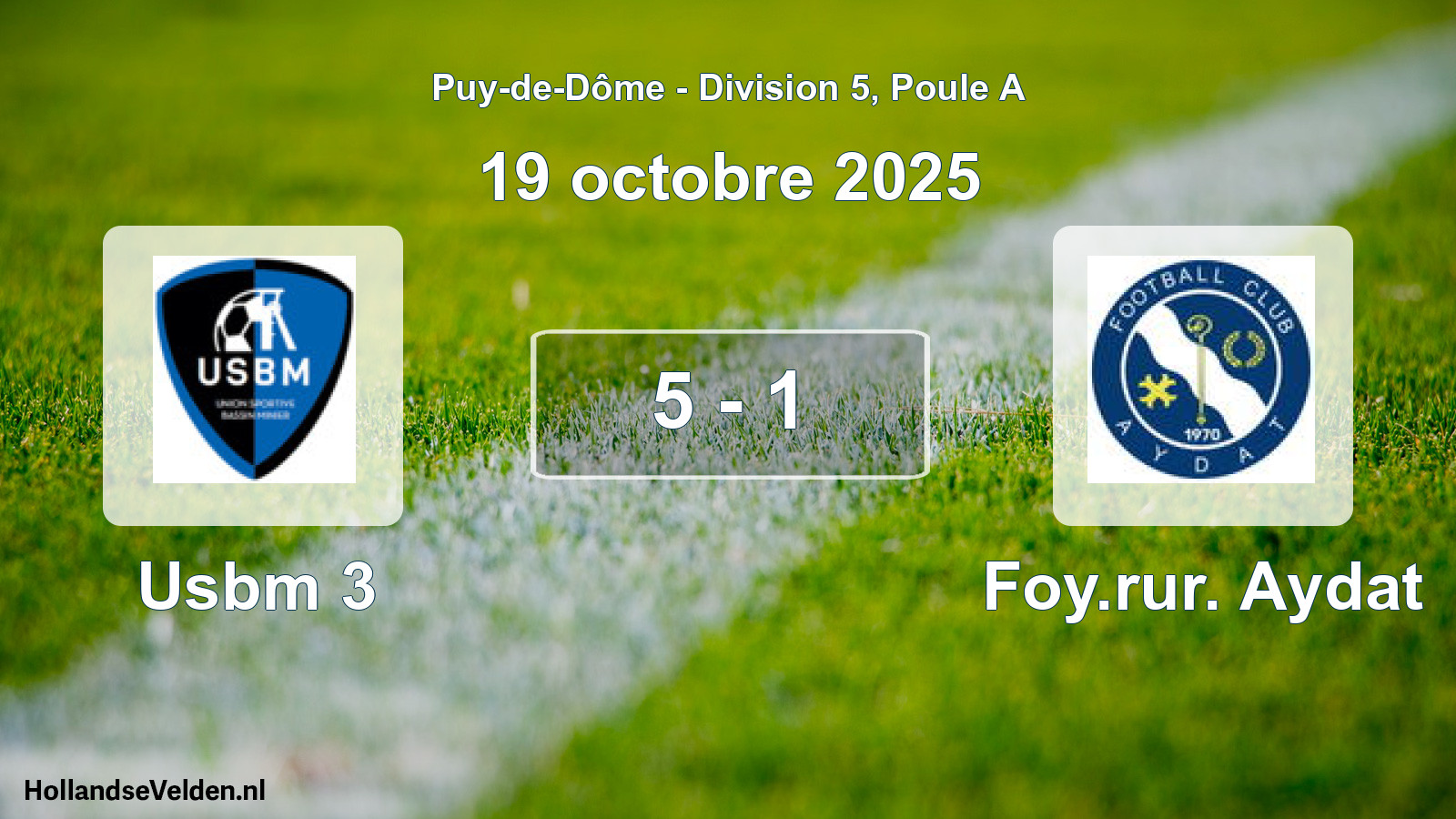 Gespeelde wedstrijd: Usbm 3 - Foy.rur. Aydat 5 - 1 (19 oktober 2025)