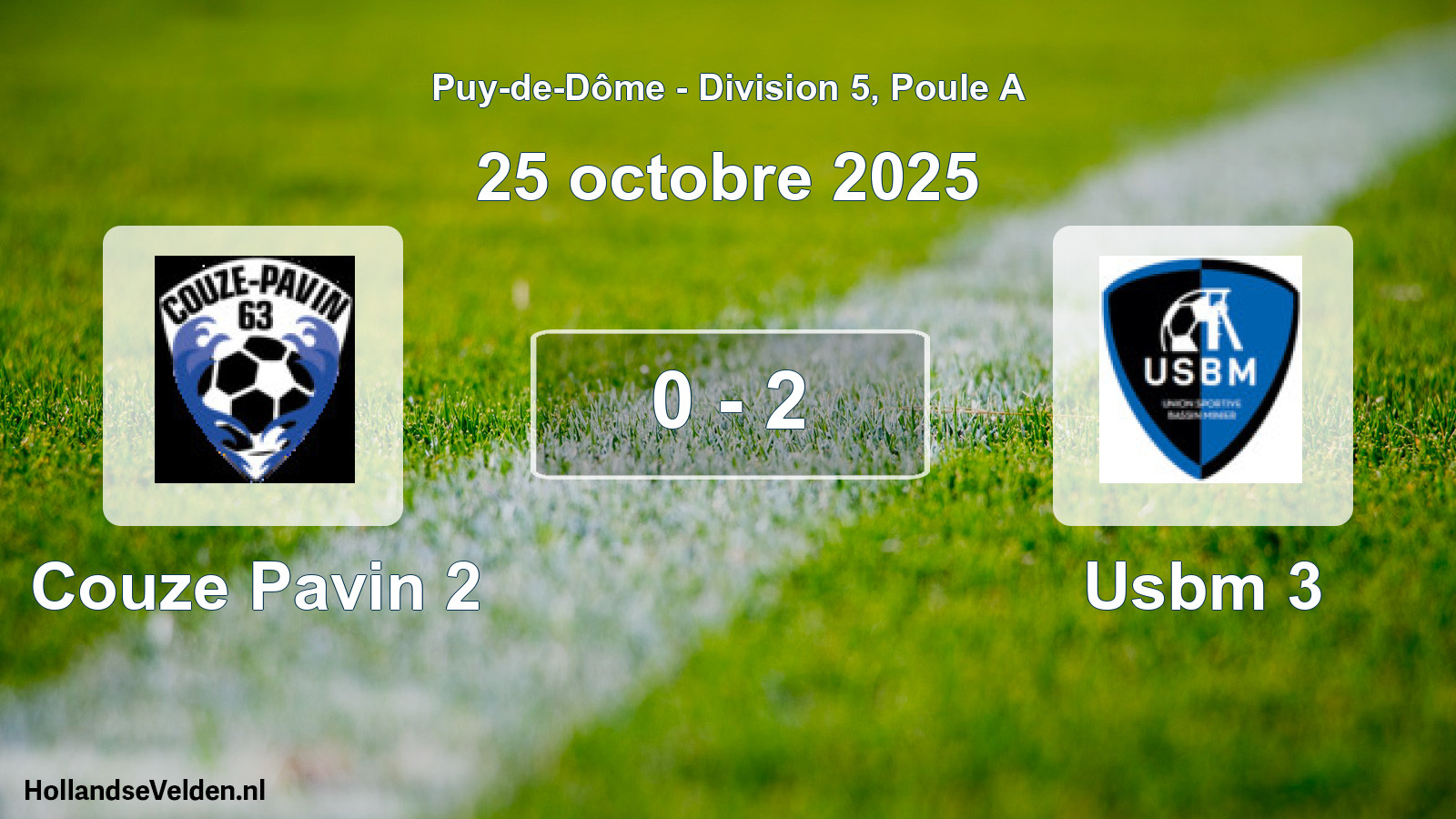 Gespeelde wedstrijd: Couze Pavin 2 - Usbm 3 0 - 2 (25 oktober 2025)
