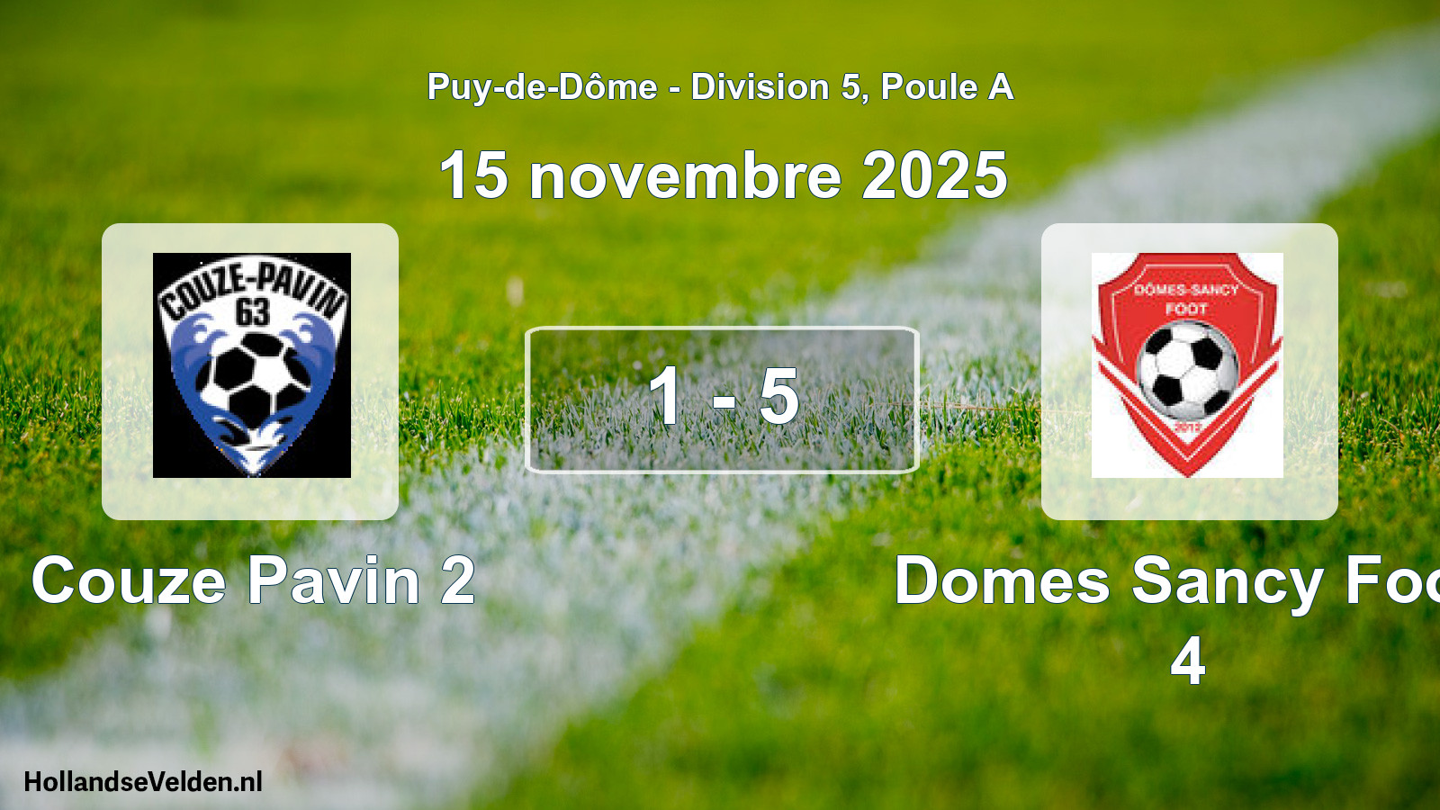 Gespeelde wedstrijd: Couze Pavin 2 - Domes Sancy Foot 4 1 - 5 (15 november 2025)