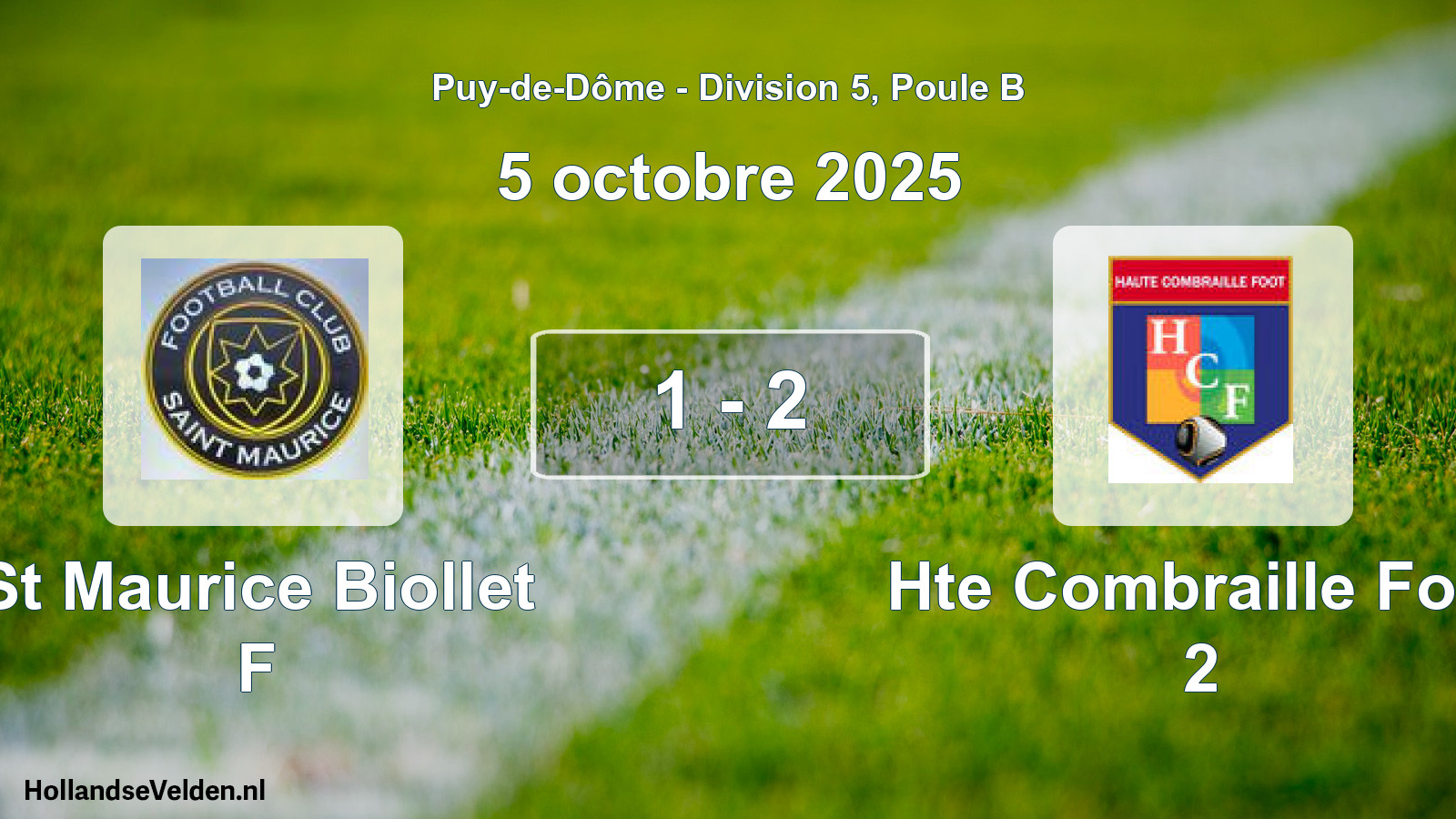 Gespeelde wedstrijd: St Maurice Biollet F - Hte Combraille Foot 2 1 - 2 (5 oktober 2025)
