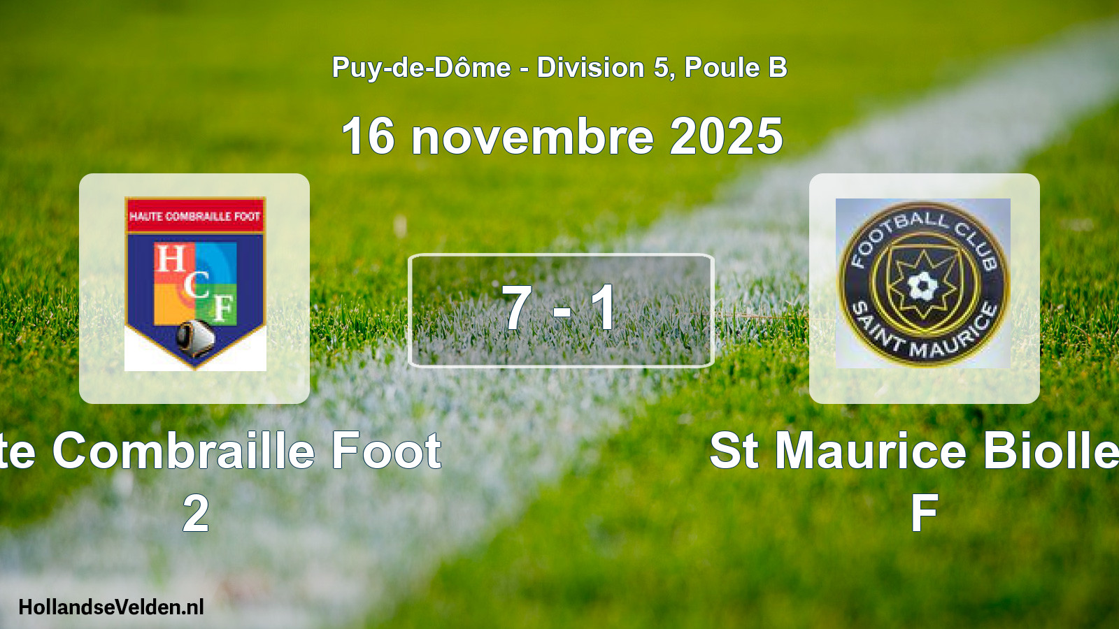 Gespeelde wedstrijd: Hte Combraille Foot 2 - St Maurice Biollet F 7 - 1 (16 november 2025)