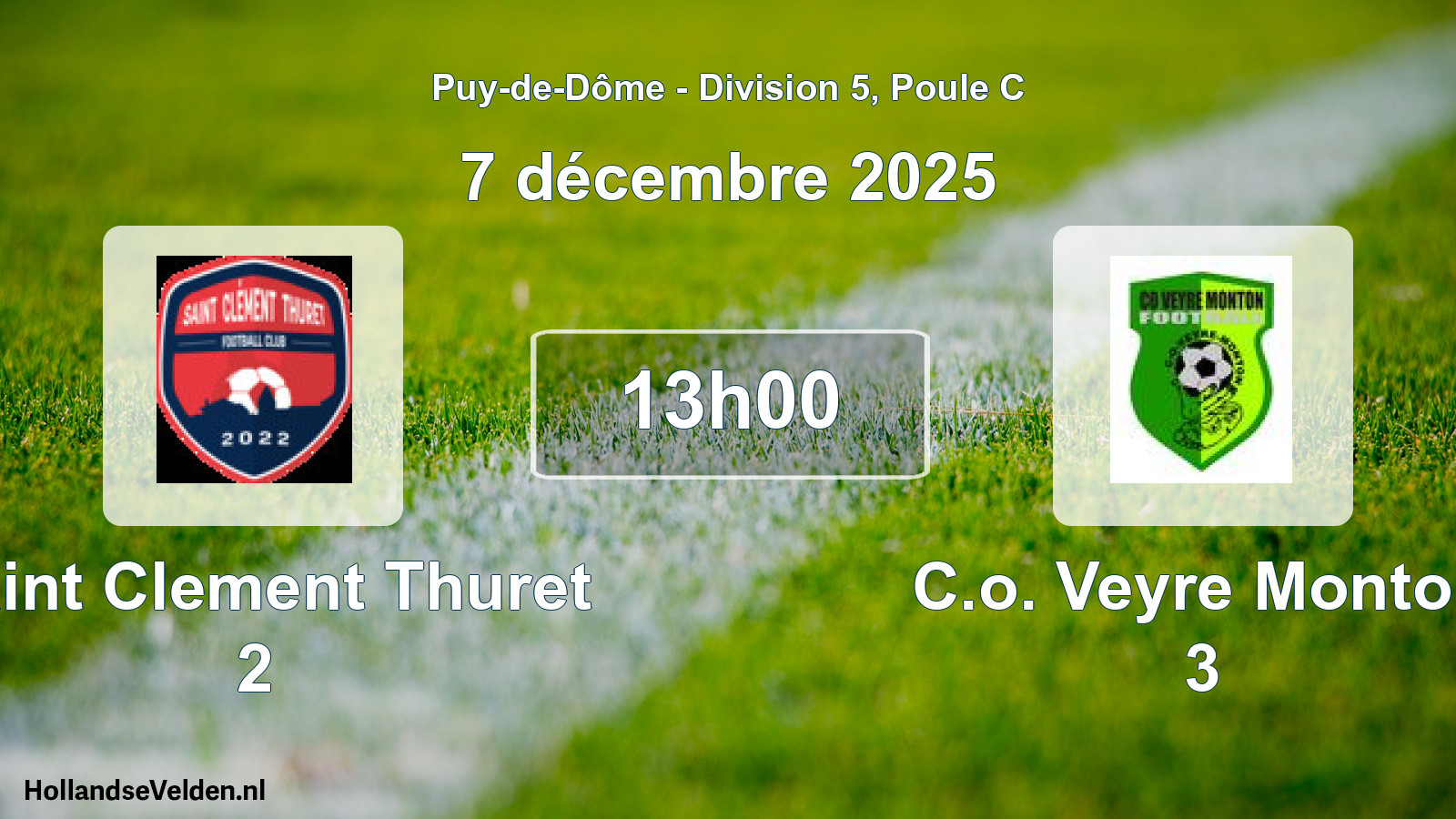 Geplande wedstrijd: Saint Clement Thuret 2 - C.o. Veyre Monton 3 (7 december 2025)