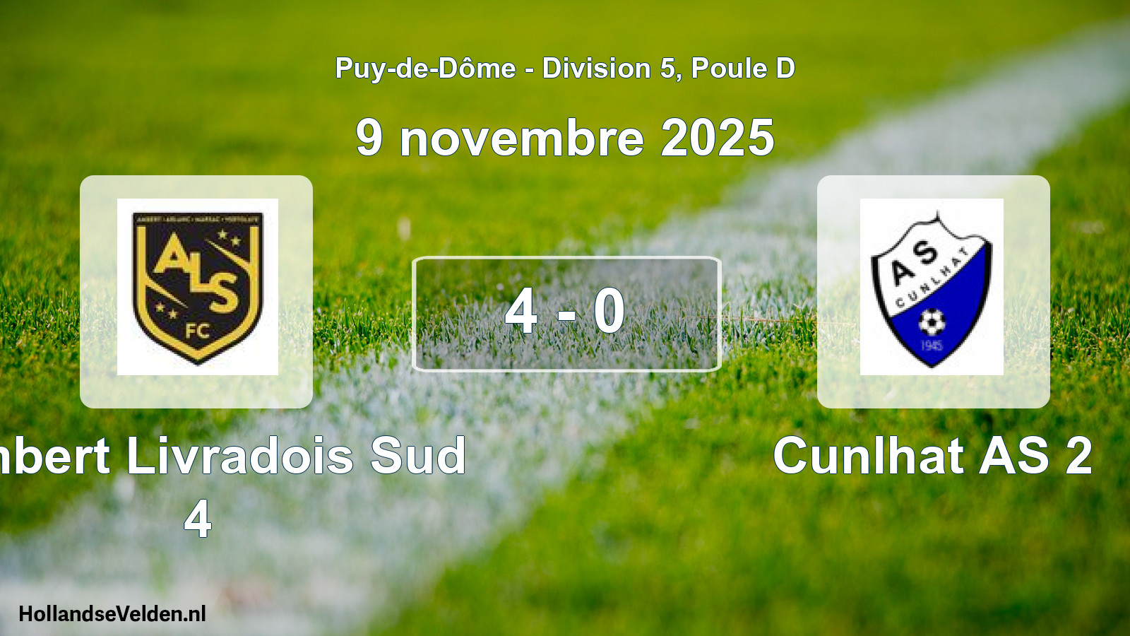 Gespeelde wedstrijd: Ambert Livradois Sud 4 - Cunlhat AS 2 4 - 0 (9 november 2025)