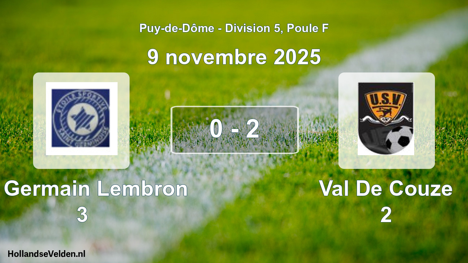 Gespeelde wedstrijd: St Germain Lembron 3 - Val De Couze 2 0 - 2 (9 november 2025)