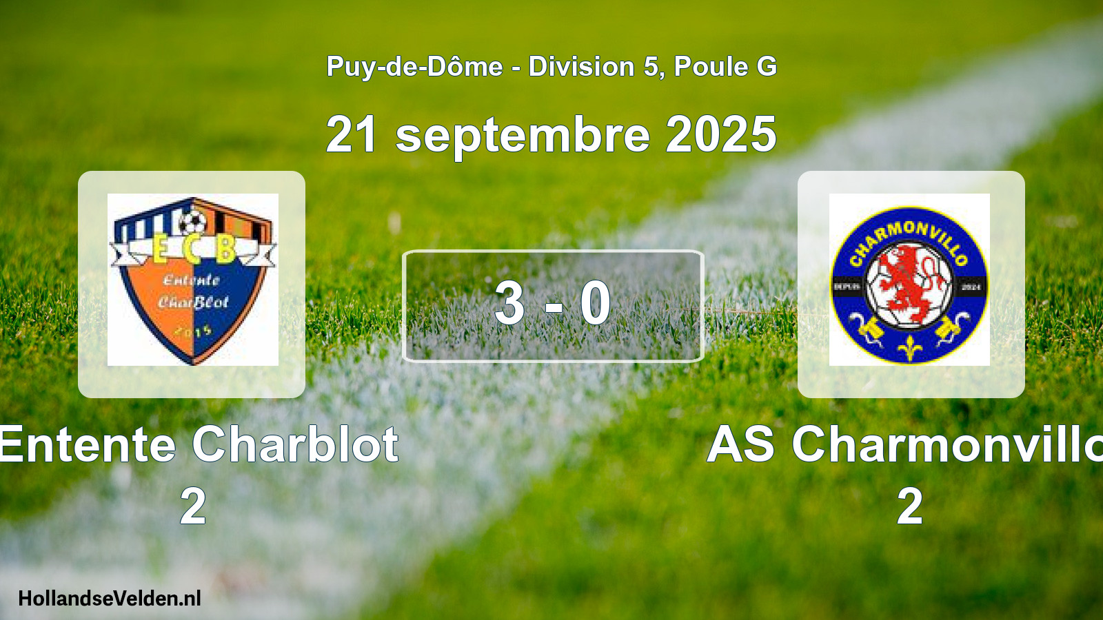 Match joué: Entente Charblot 2 - AS Charmonvillo 2 3 - 0 (21 septembre 2025)