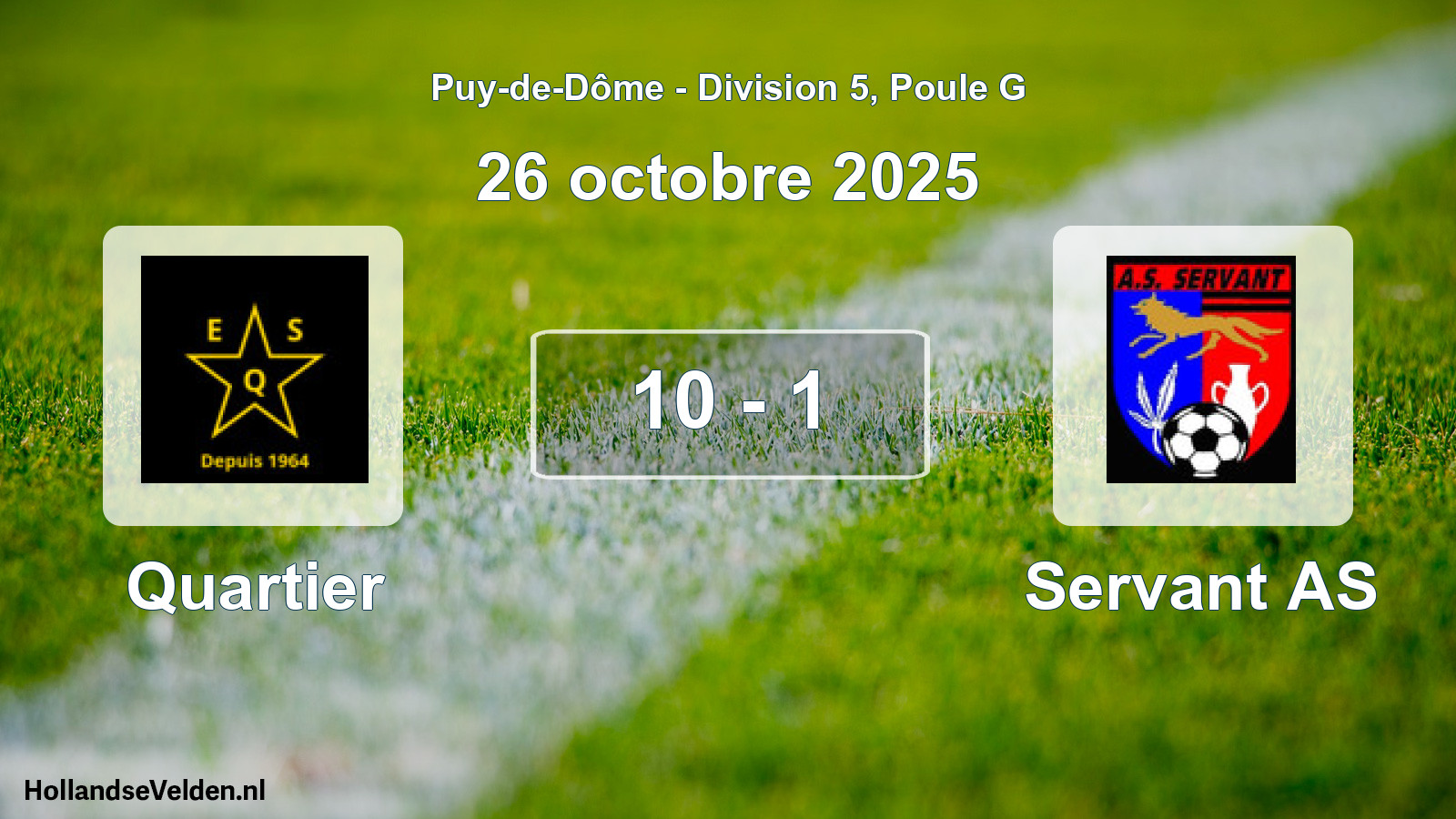 Match joué: Quartier - Servant AS 10 - 1 (26 octobre 2025)