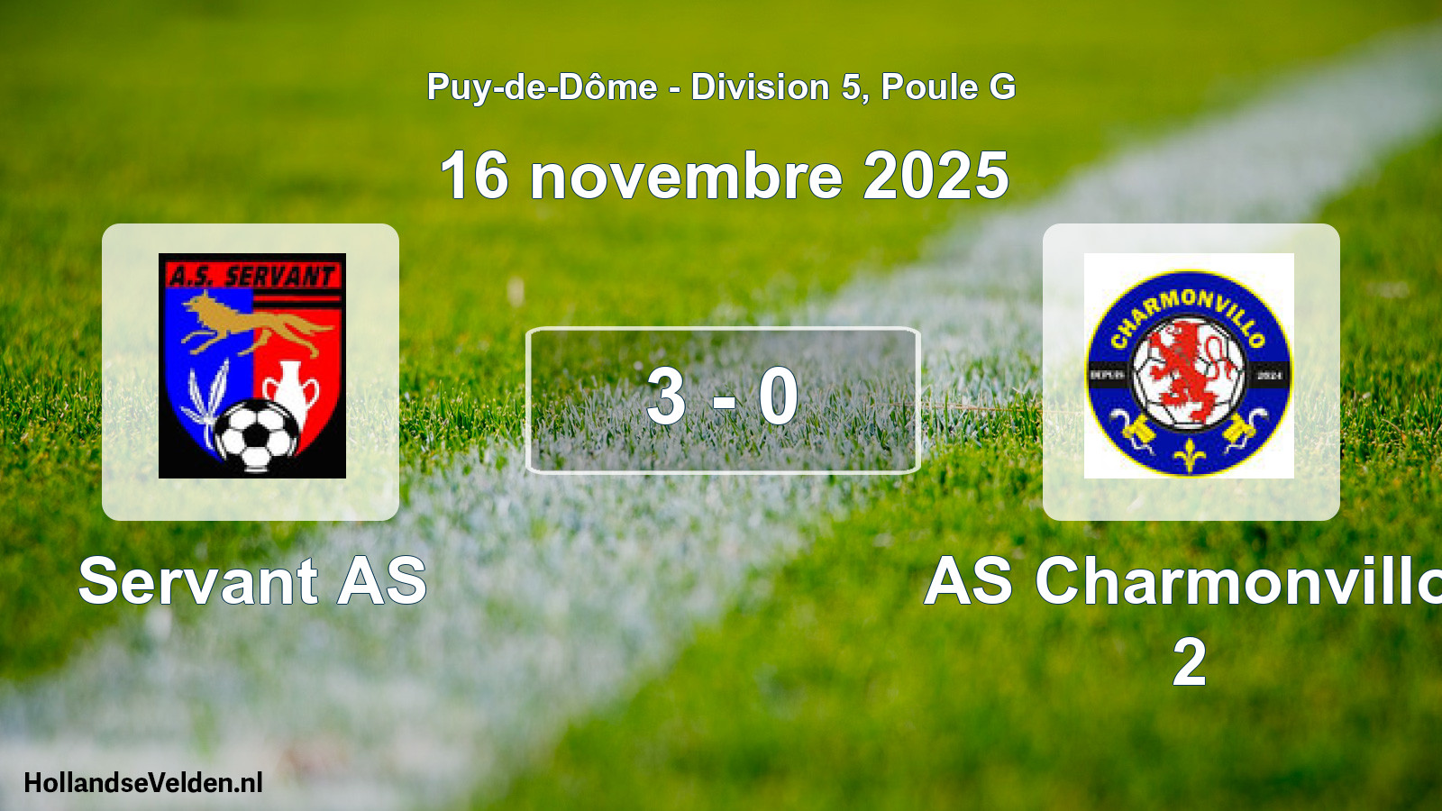 Gespeelde wedstrijd: Servant AS - AS Charmonvillo 2 3 - 0 (16 november 2025)