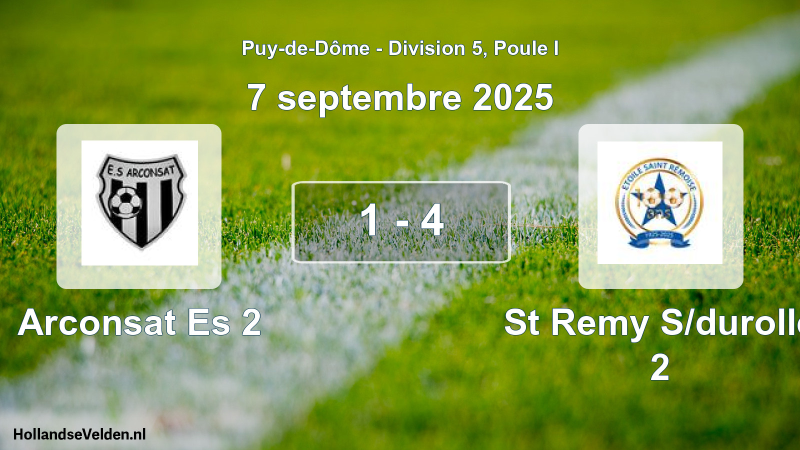 Gespeelde wedstrijd: Arconsat Es 2 - St Remy S/durolle 2 1 - 4 (7 september 2025)