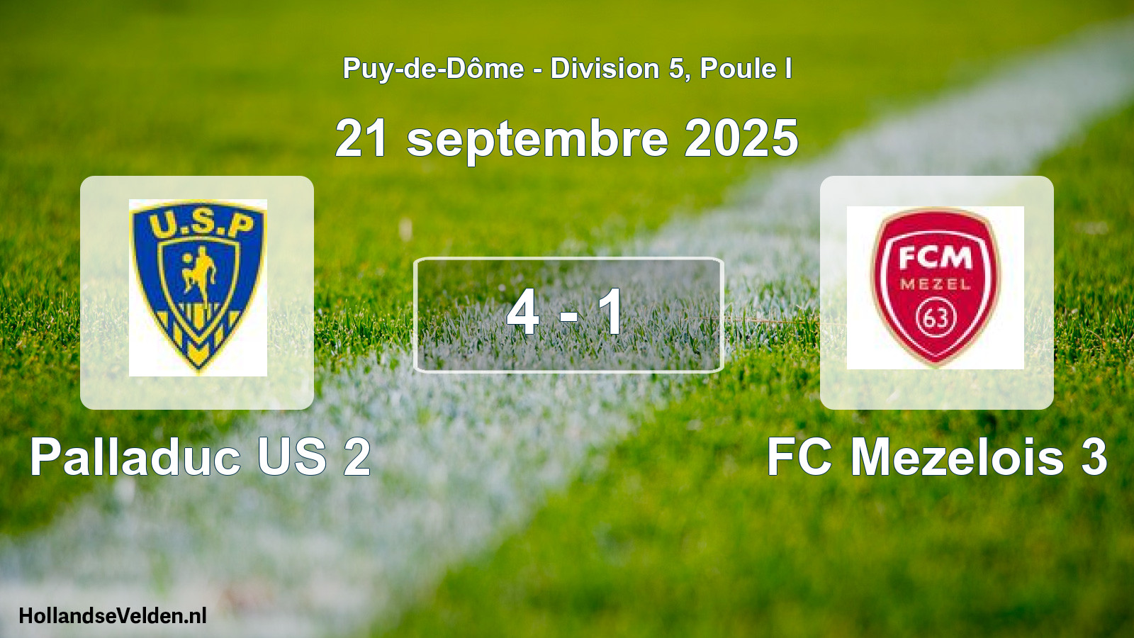 Gespeelde wedstrijd: Palladuc US 2 - FC Mezelois 3 4 - 1 (21 september 2025)