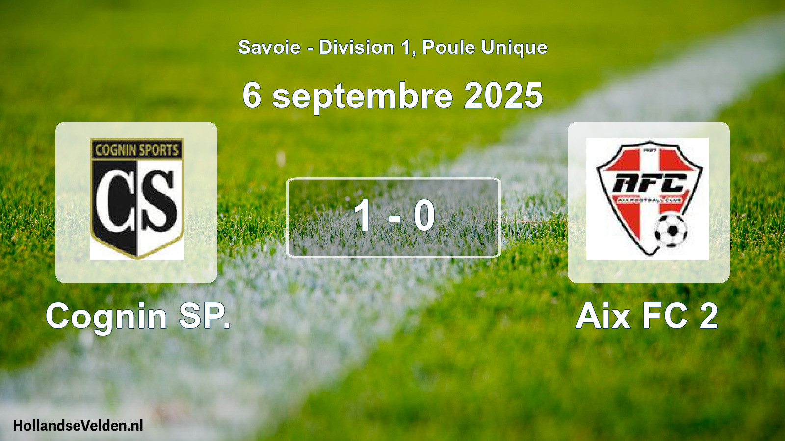 Gespeelde wedstrijd: Cognin SP. - Aix FC 2 1 - 0 (6 september 2025)