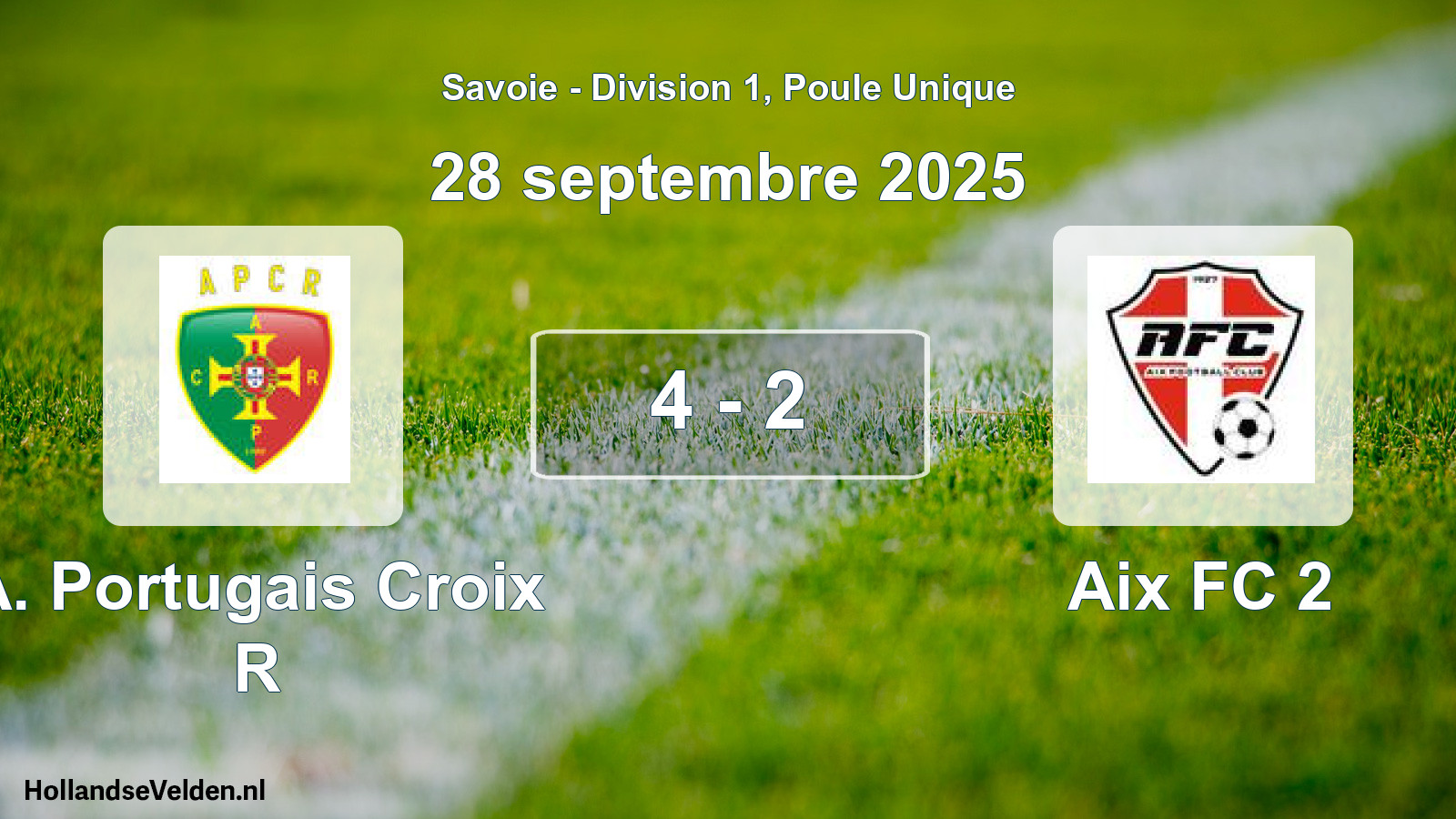 Gespeelde wedstrijd: A. Portugais Croix R - Aix FC 2 4 - 2 (28 september 2025)