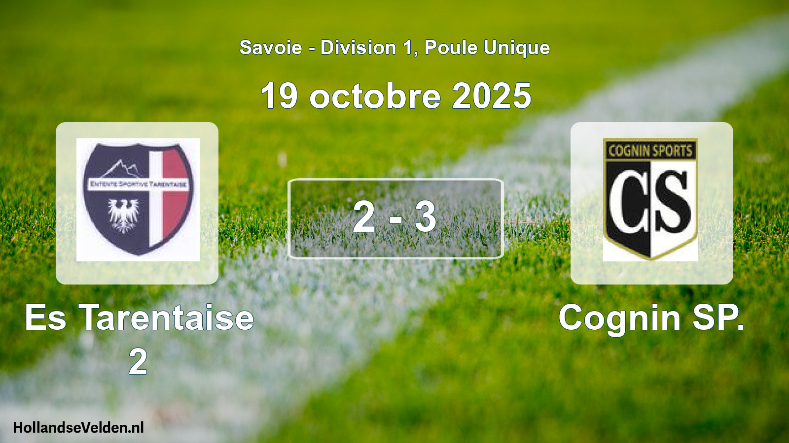 Gespeelde wedstrijd: Es Tarentaise 2 - Cognin SP. 2 - 3 (19 oktober 2025)