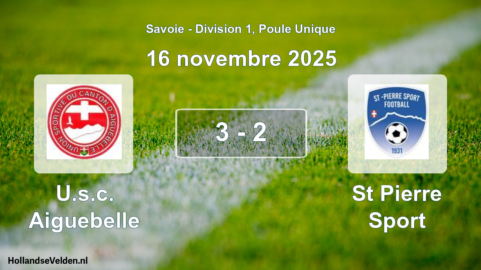 Gespeelde wedstrijd: U.s.c. Aiguebelle - St Pierre Sport 3 - 2 (16 november 2025)