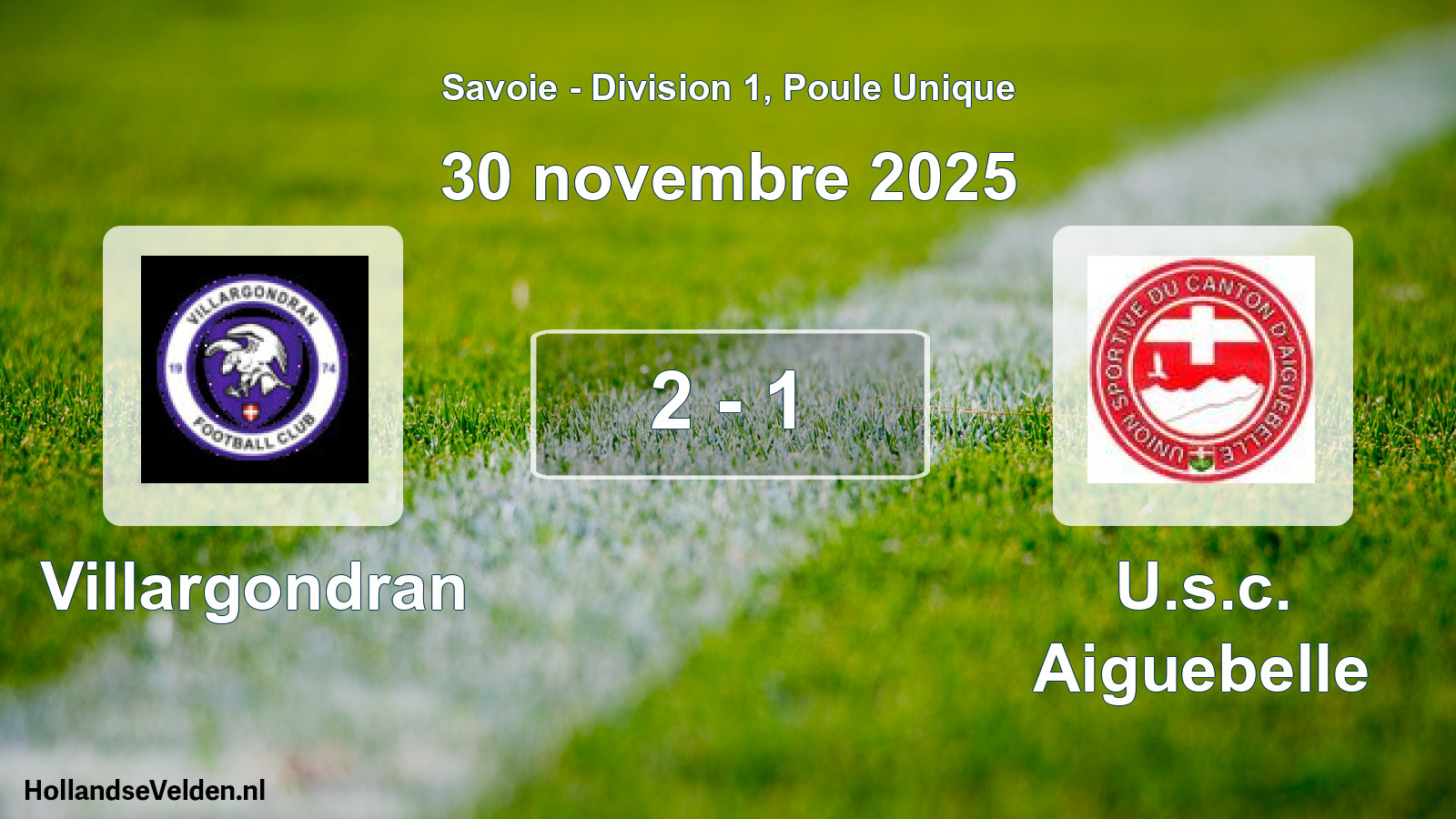 Gespeelde wedstrijd: Villargondran - U.s.c. Aiguebelle 2 - 1 (30 november 2025)