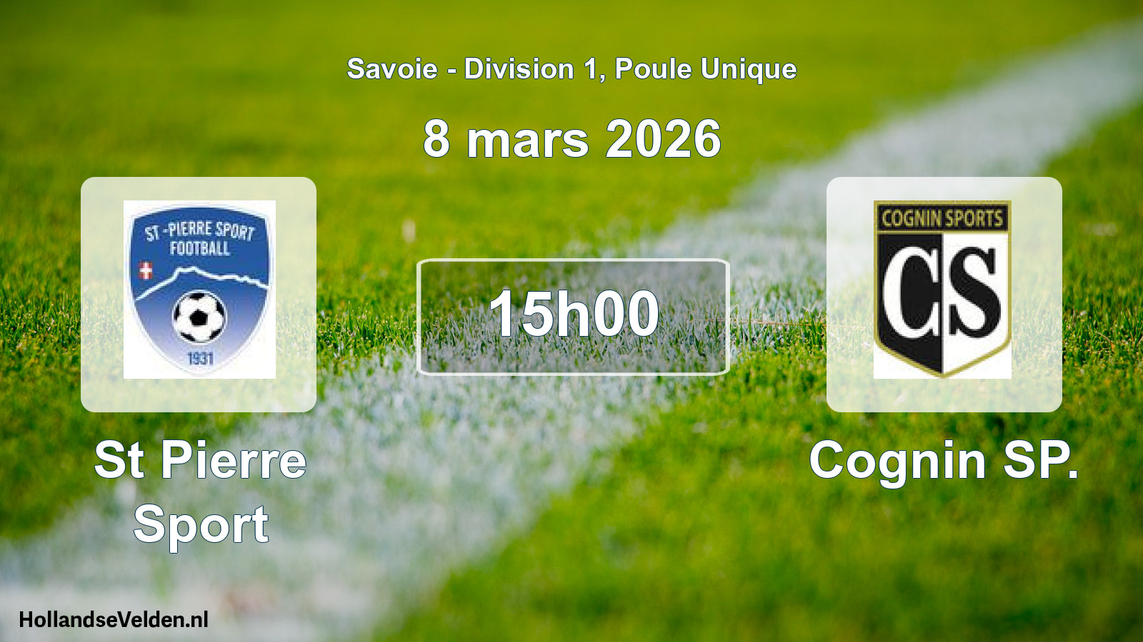 Geplande wedstrijd: St Pierre Sport - Cognin SP. (8 maart 2026)