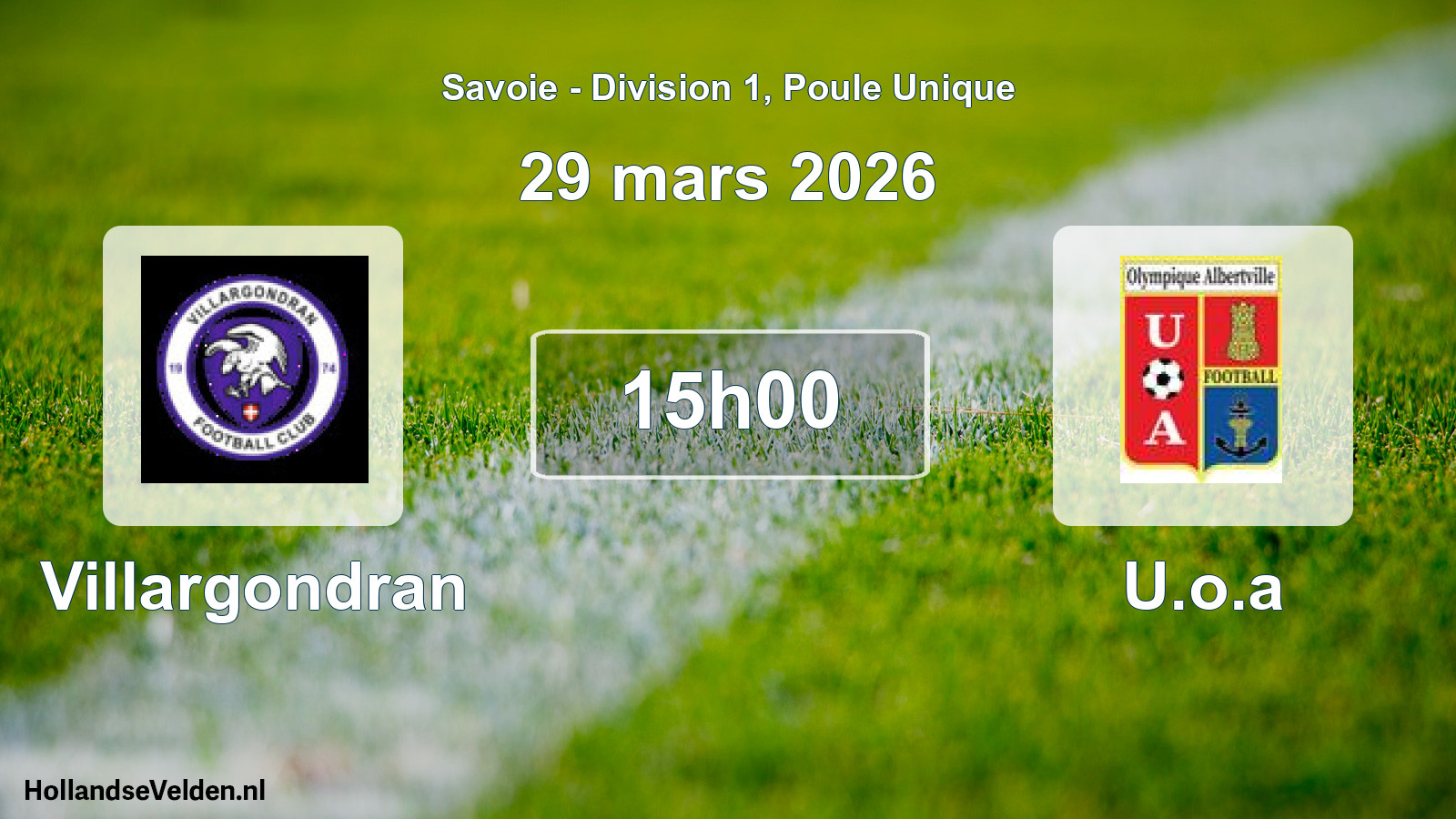 Geplande wedstrijd: Villargondran - U.o.a (29 maart 2026)
