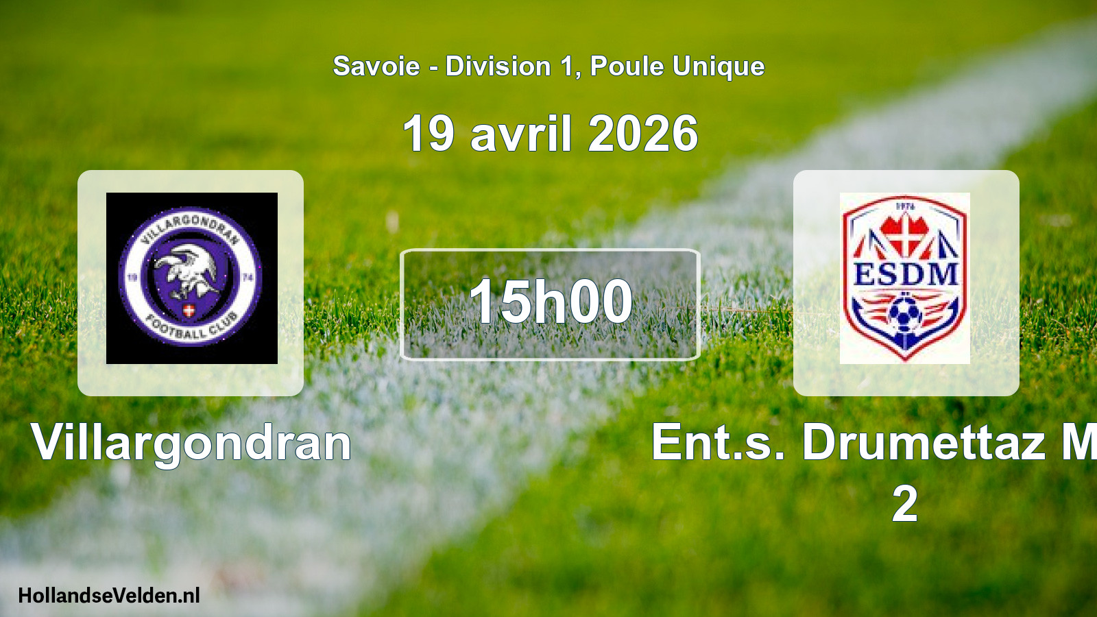 Geplande wedstrijd: Villargondran - Ent.s. Drumettaz Mou 2 (19 april 2026)