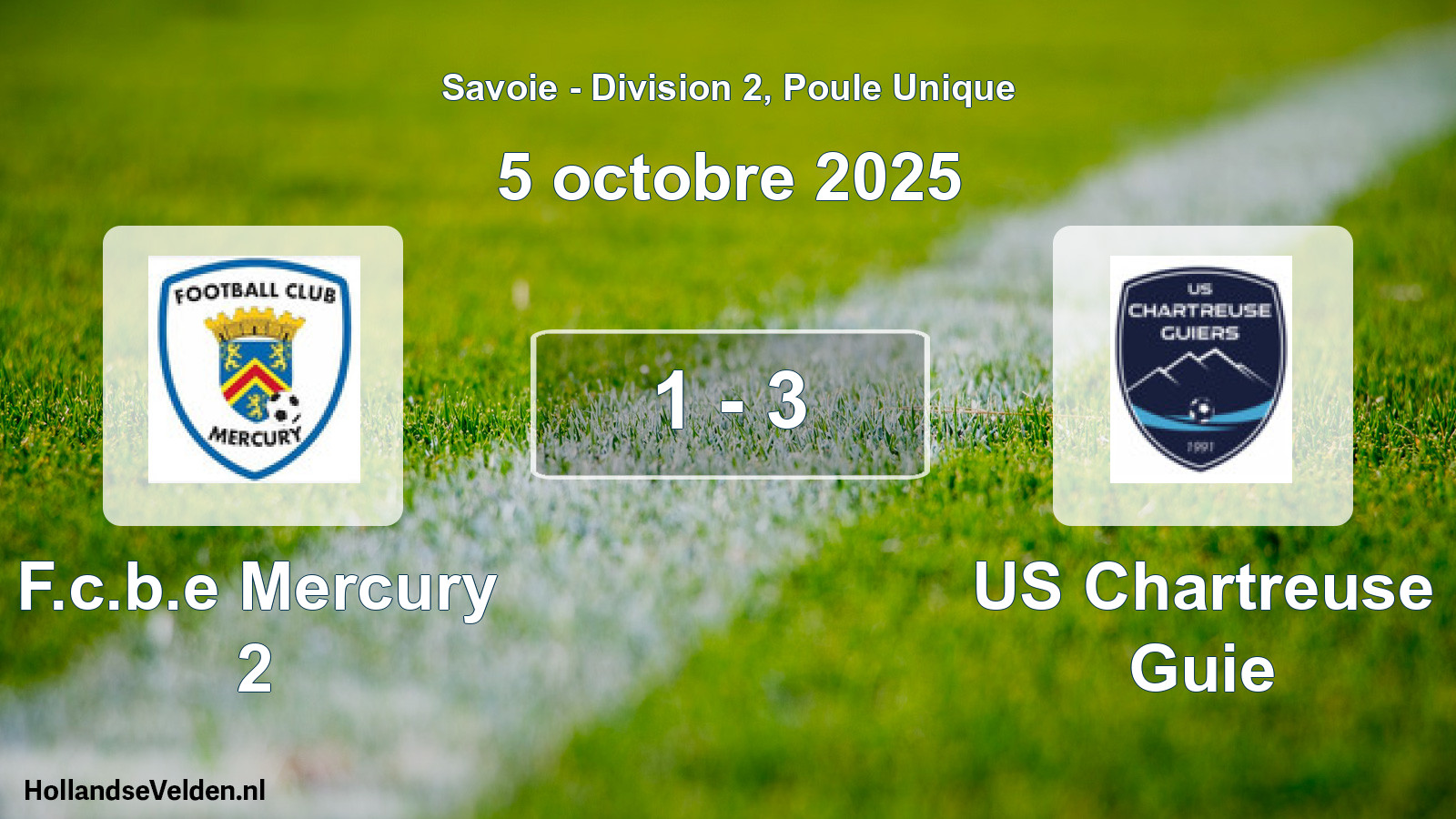 Gespeelde wedstrijd: F.c.b.e Mercury 2 - US Chartreuse Guie 1 - 3 (5 oktober 2025)