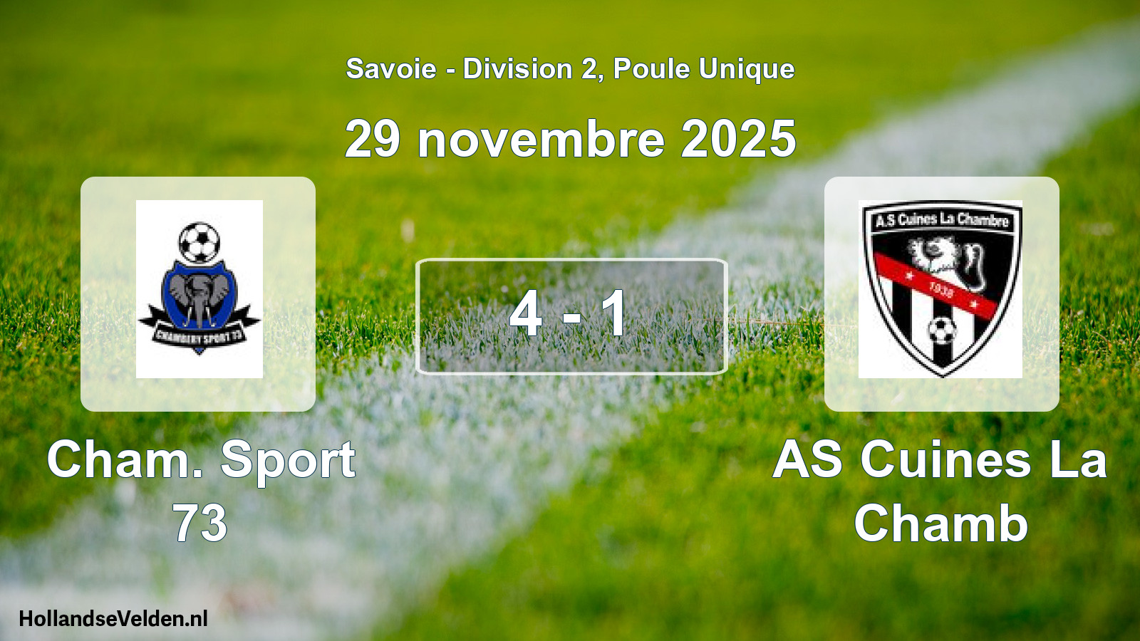 Gespeelde wedstrijd: Cham. Sport 73 - AS Cuines La Chamb 4 - 1 (29 november 2025)