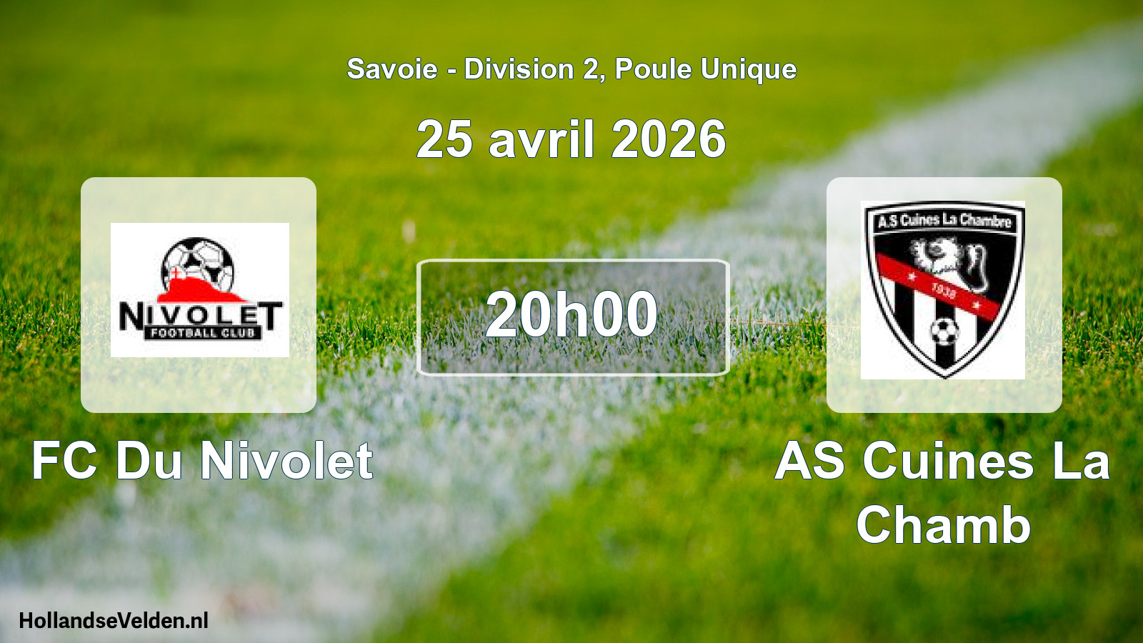 Match programmé: FC Du Nivolet - AS Cuines La Chamb (25 avril 2026)