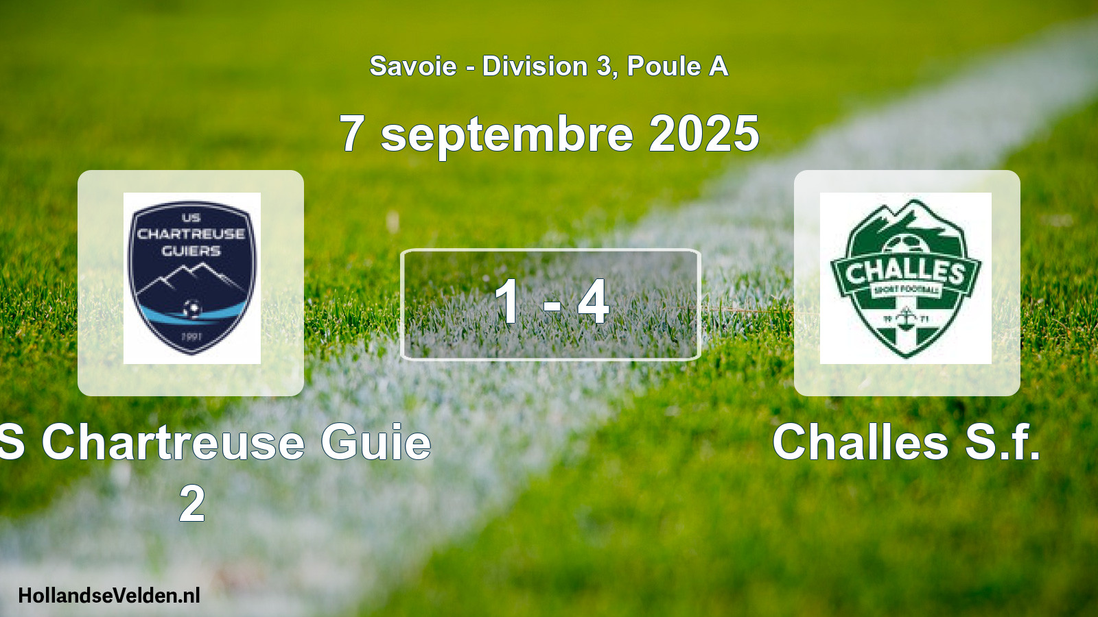 Gespeelde wedstrijd: US Chartreuse Guie 2 - Challes S.f. 1 - 4 (7 september 2025)