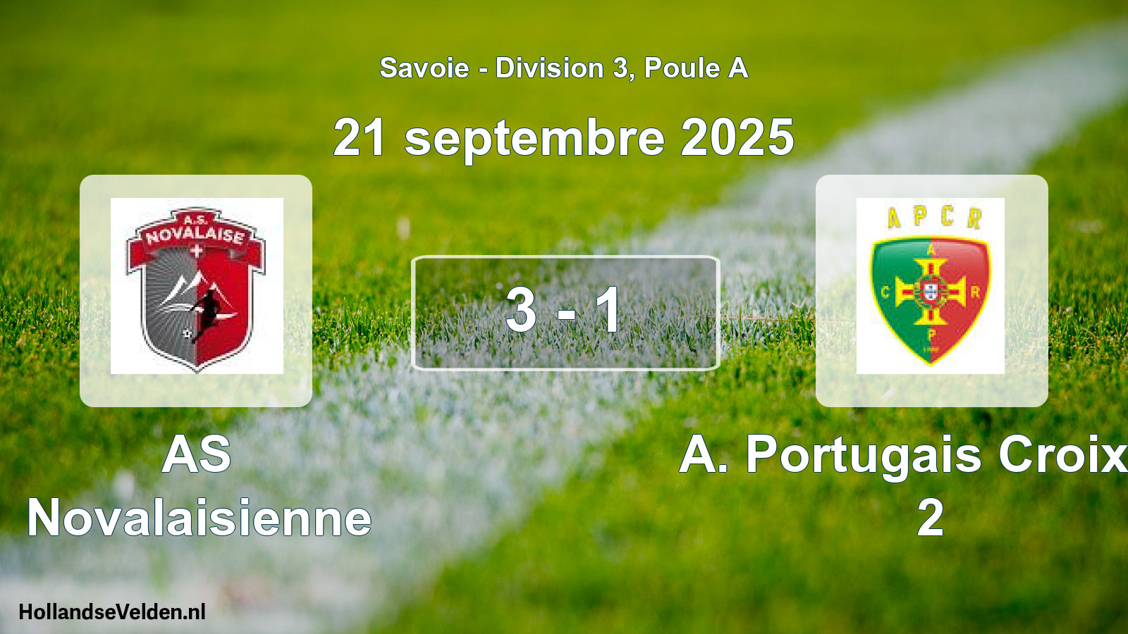 Match joué: AS Novalaisienne - A. Portugais Croix R 2 3 - 1 (21 septembre 2025)