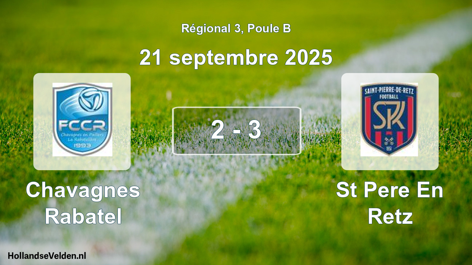 Total number of matches played: Chavagnes Rabatel - St Pere En Retz 2 - 3 (21 September 2025)