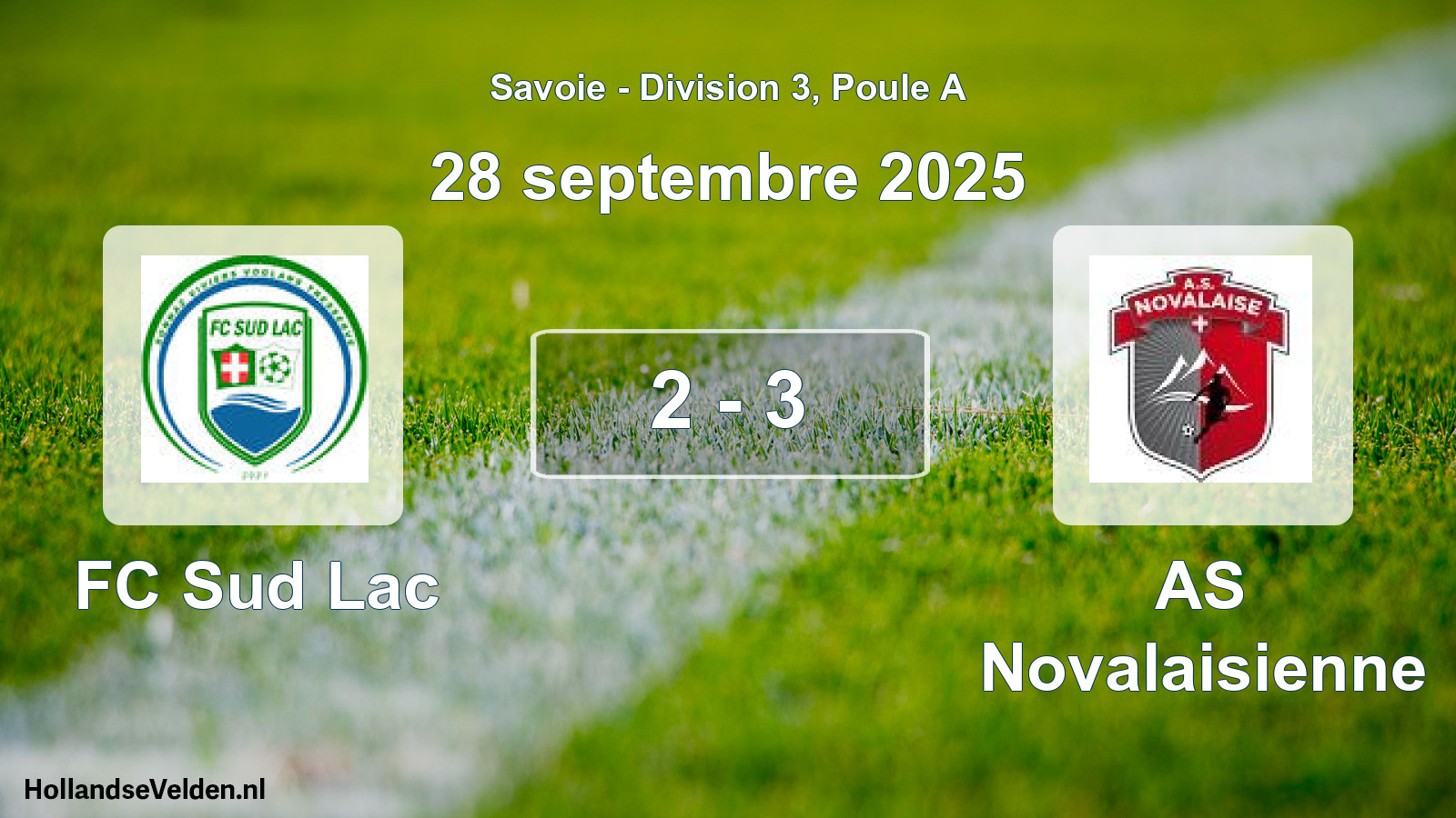Match joué: FC Sud Lac - AS Novalaisienne 2 - 3 (28 septembre 2025)