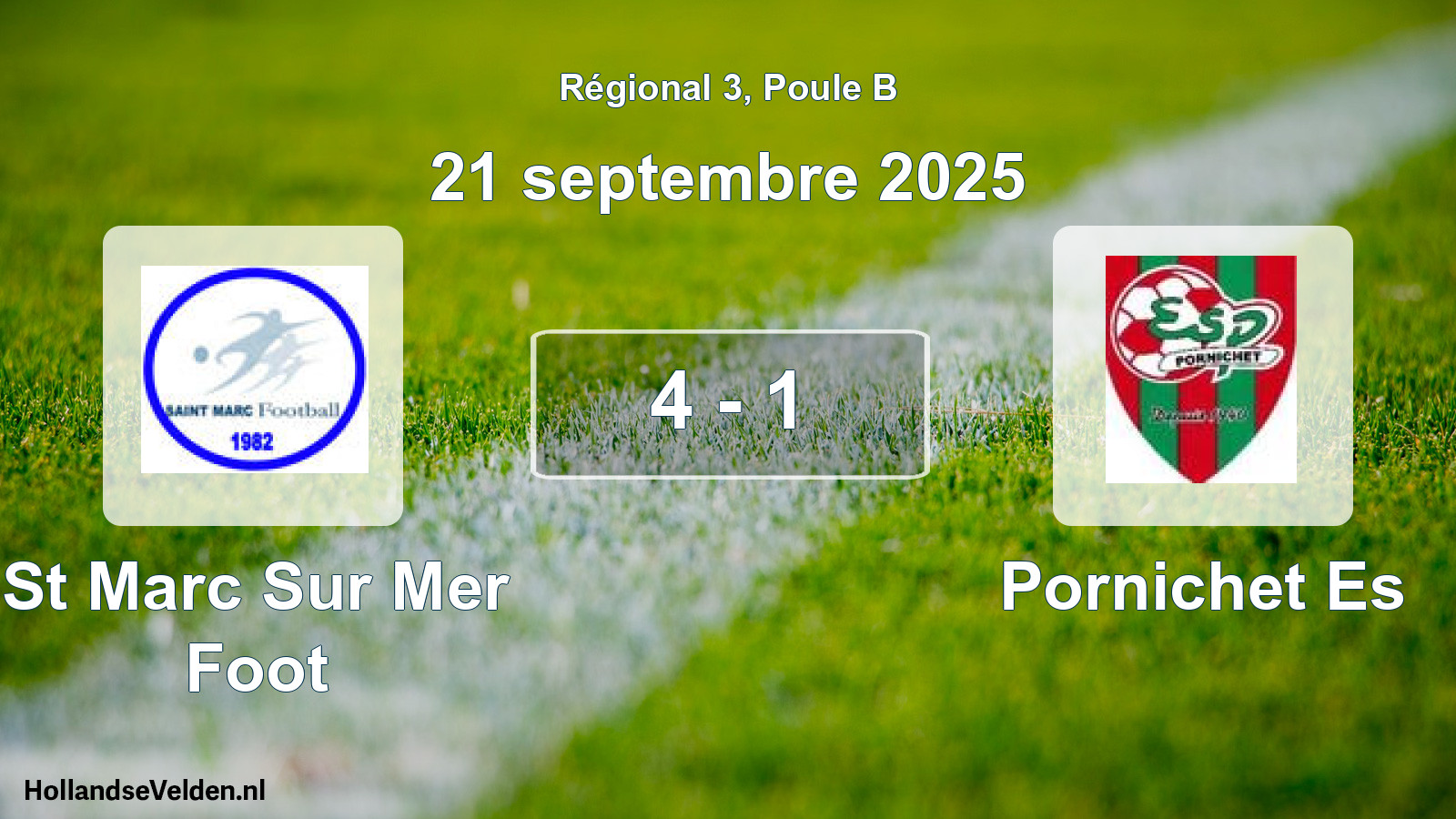 Gespeelde wedstrijd: St Marc Sur Mer Foot - Pornichet Es 4 - 1 (21 septembre 2025)