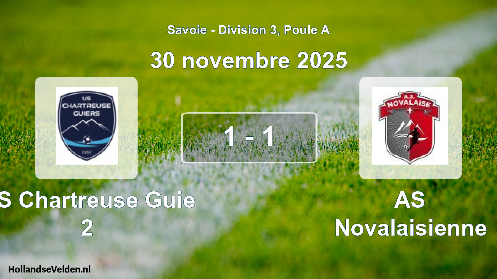Match joué: US Chartreuse Guie 2 - AS Novalaisienne 1 - 1 (30 novembre 2025)