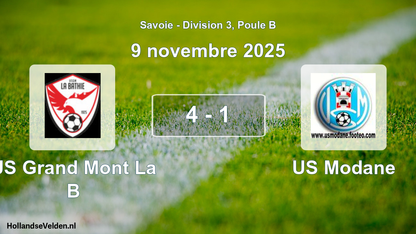 Gespeelde wedstrijd: US Grand Mont La B - US Modane 4 - 1 (9 november 2025)