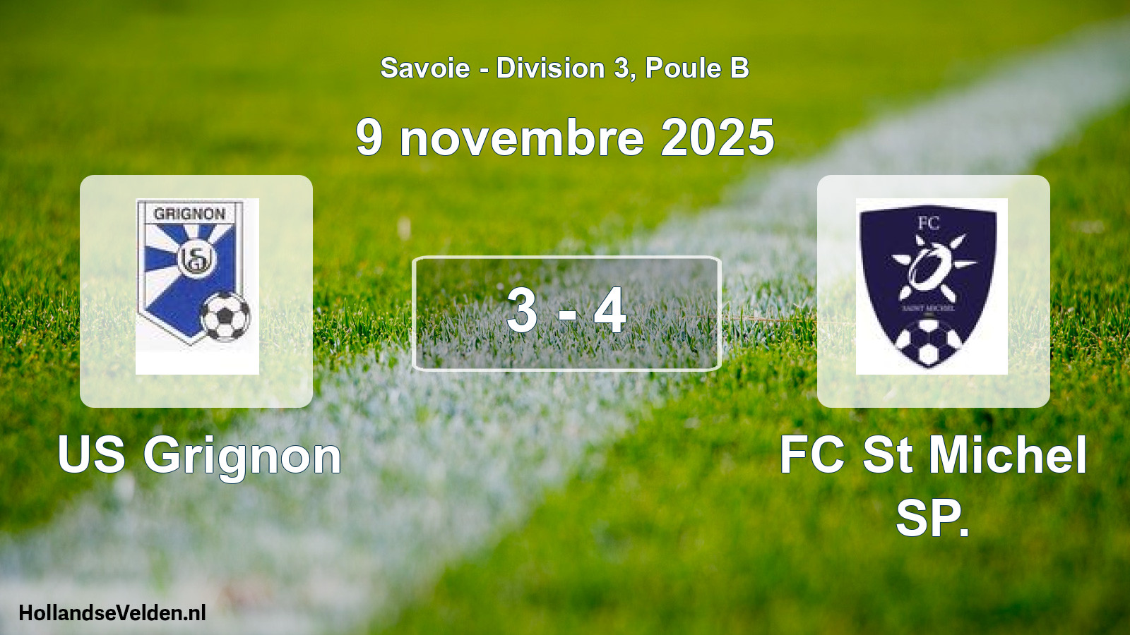 Gespeelde wedstrijd: US Grignon - FC St Michel SP. 3 - 4 (9 november 2025)