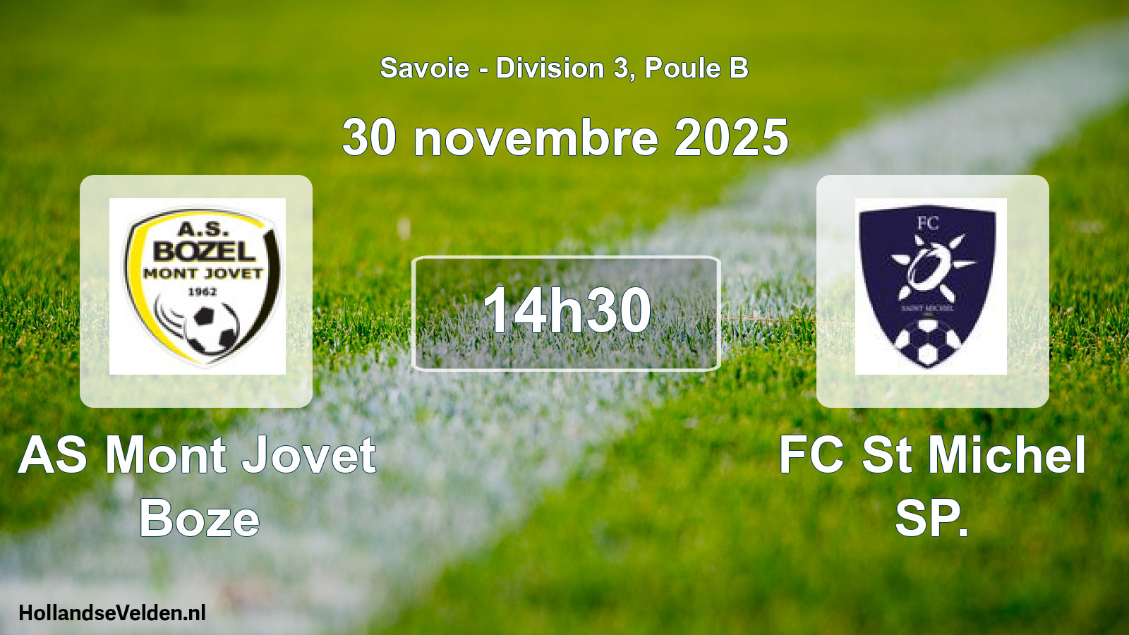 Match programmé: AS Mont Jovet Boze - FC St Michel SP. (30 novembre 2025)